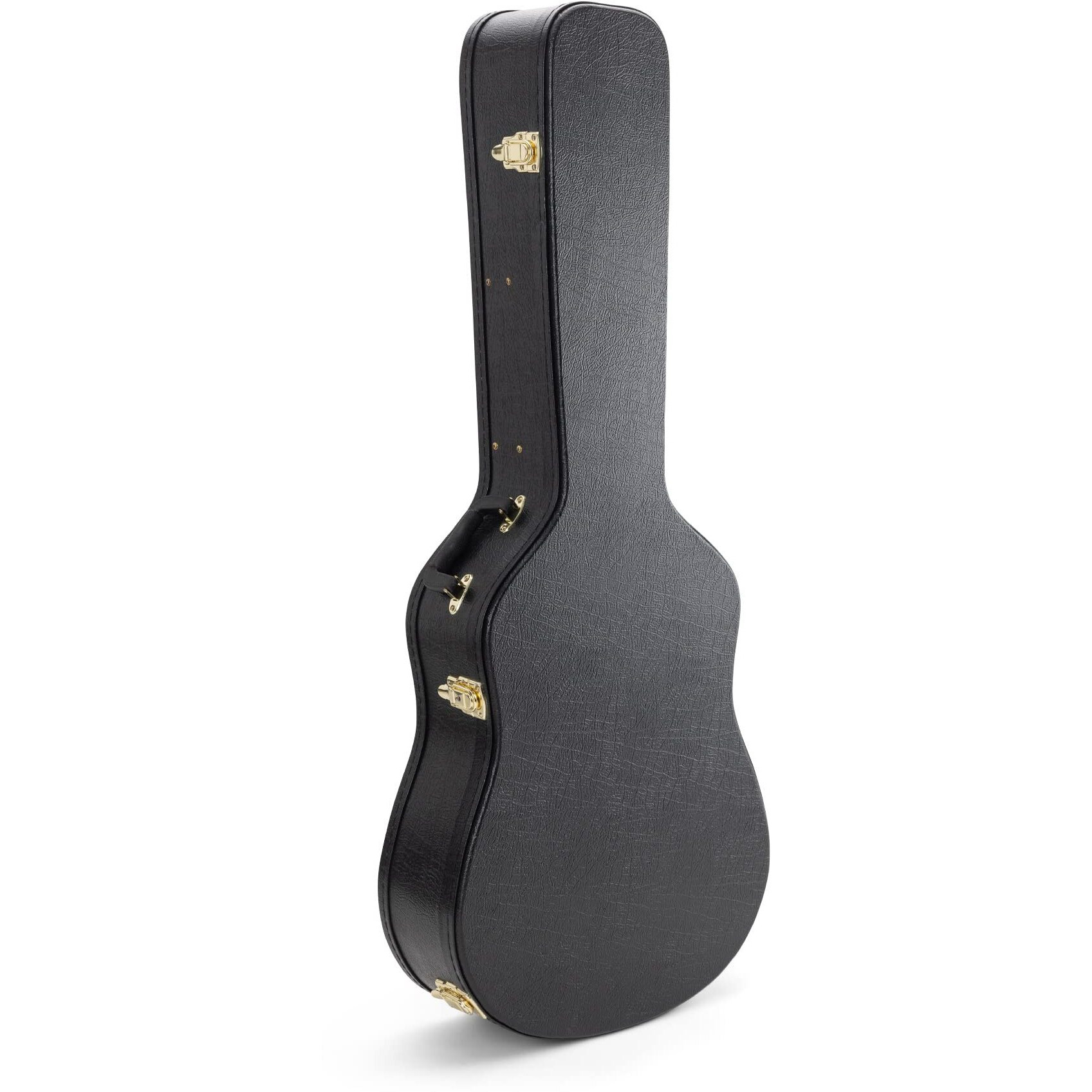 On-Stage GCA5000B Hardshell Acoustic Guitar Case (Dreadnought-Body Instrument Protection, Storage, and Carrying, Molded Interior, Wood and Vinyl Exterior, Accessory Compartment, Gold-Plated Hardware)