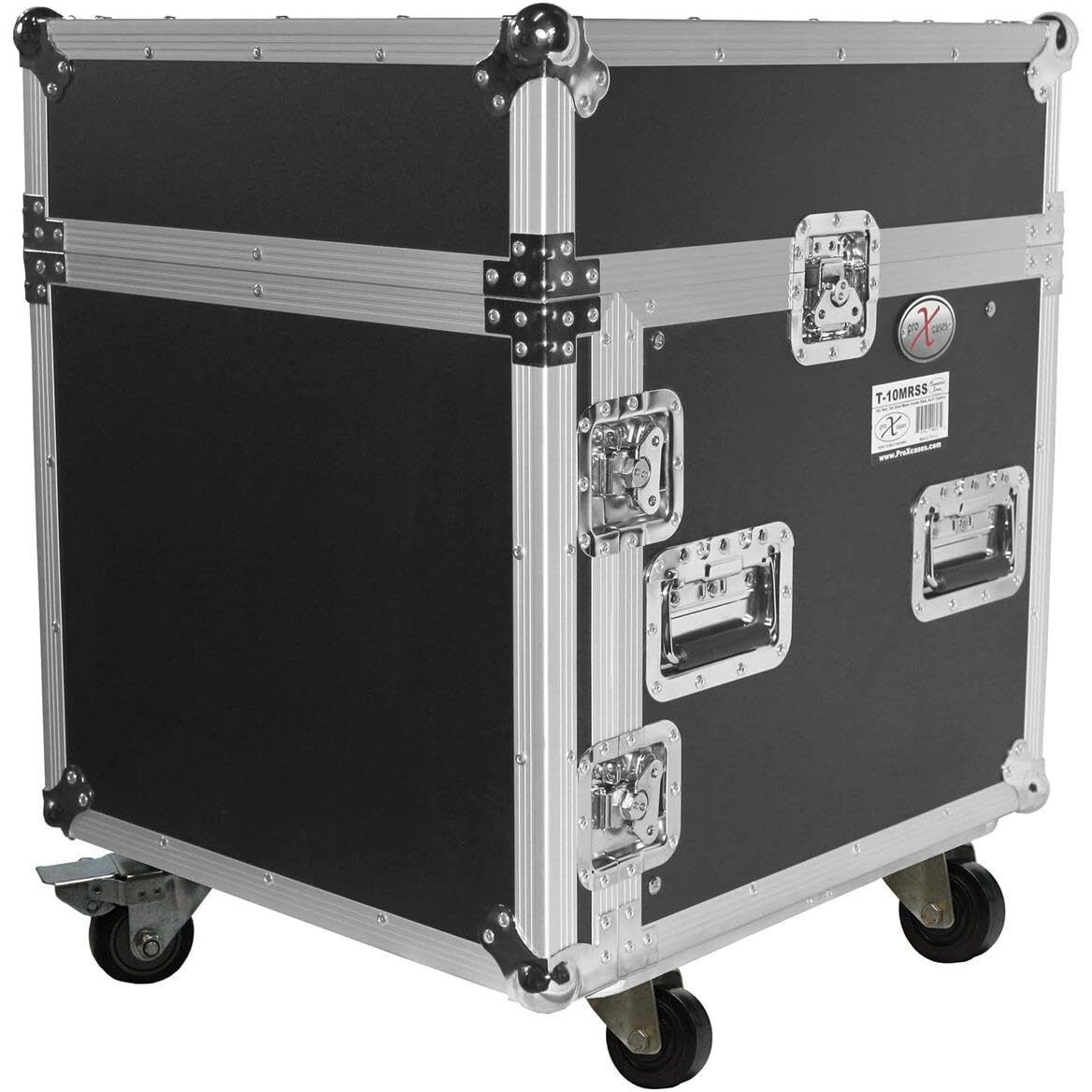 ProX Cases T-10MRLT 10 Space 10U Top Load Slant DJ Mixer Road Gig Ready Flight Combo Rack /Gliding Laptop Shelf