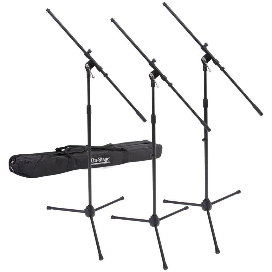 On-Stage MSP77033 Euroboom Microphone Stands with Travel Bag, 3 Pack