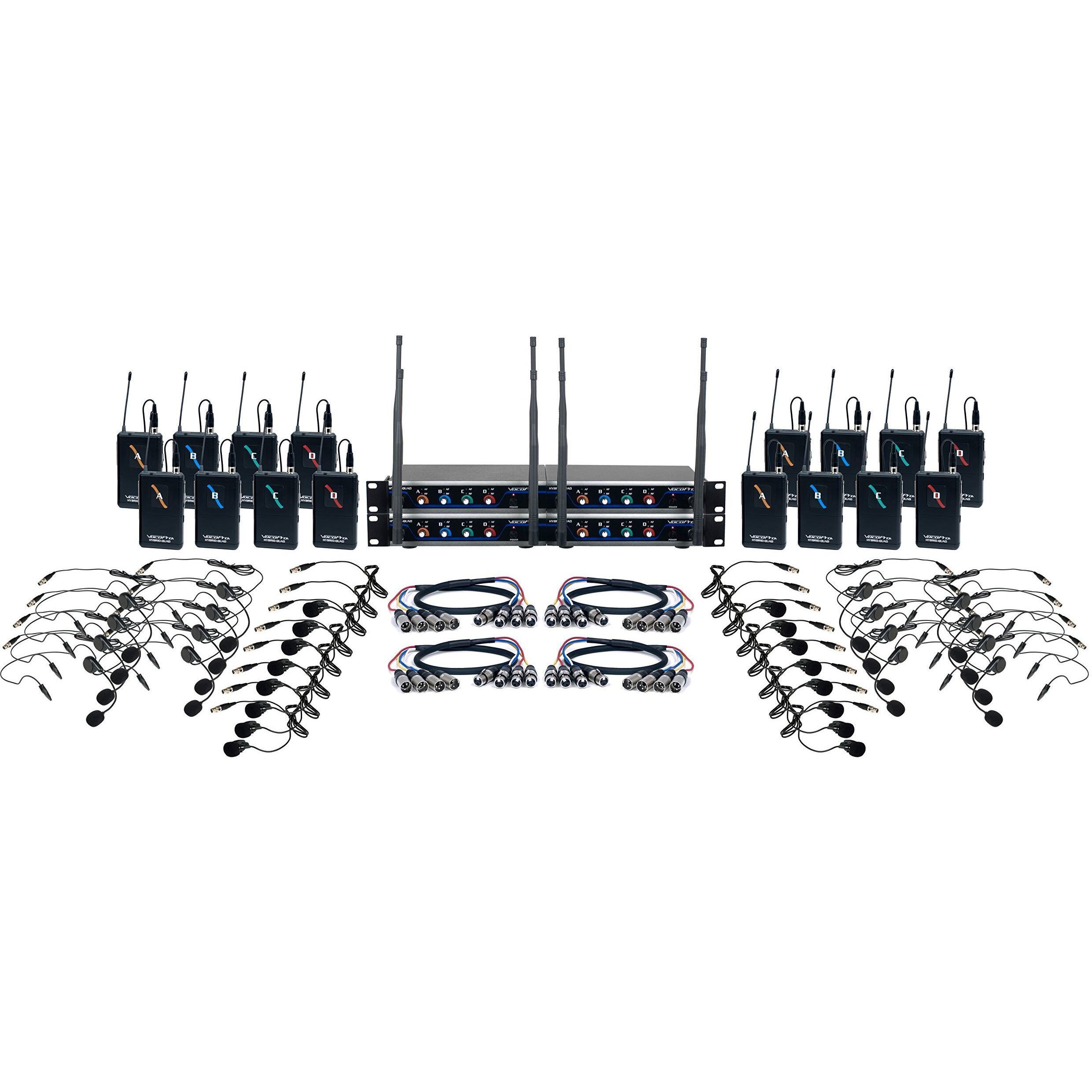 VocoPro 16 Channel UHF Wireless Headset & Lapel Mic System with Mic-On-Chip Technology, Black, 14.00 x 18.00 x 24.00