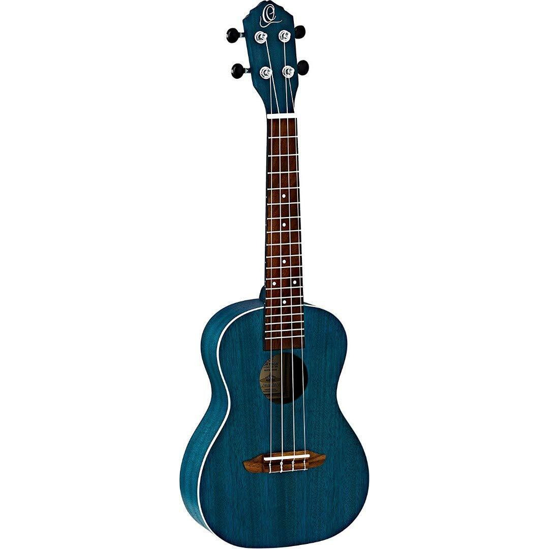 Ortega Guitars, 4-String Earth Series Concert Ukulele, Right, Transparent Ocean Blue, Acoustic (RUOCEAN)