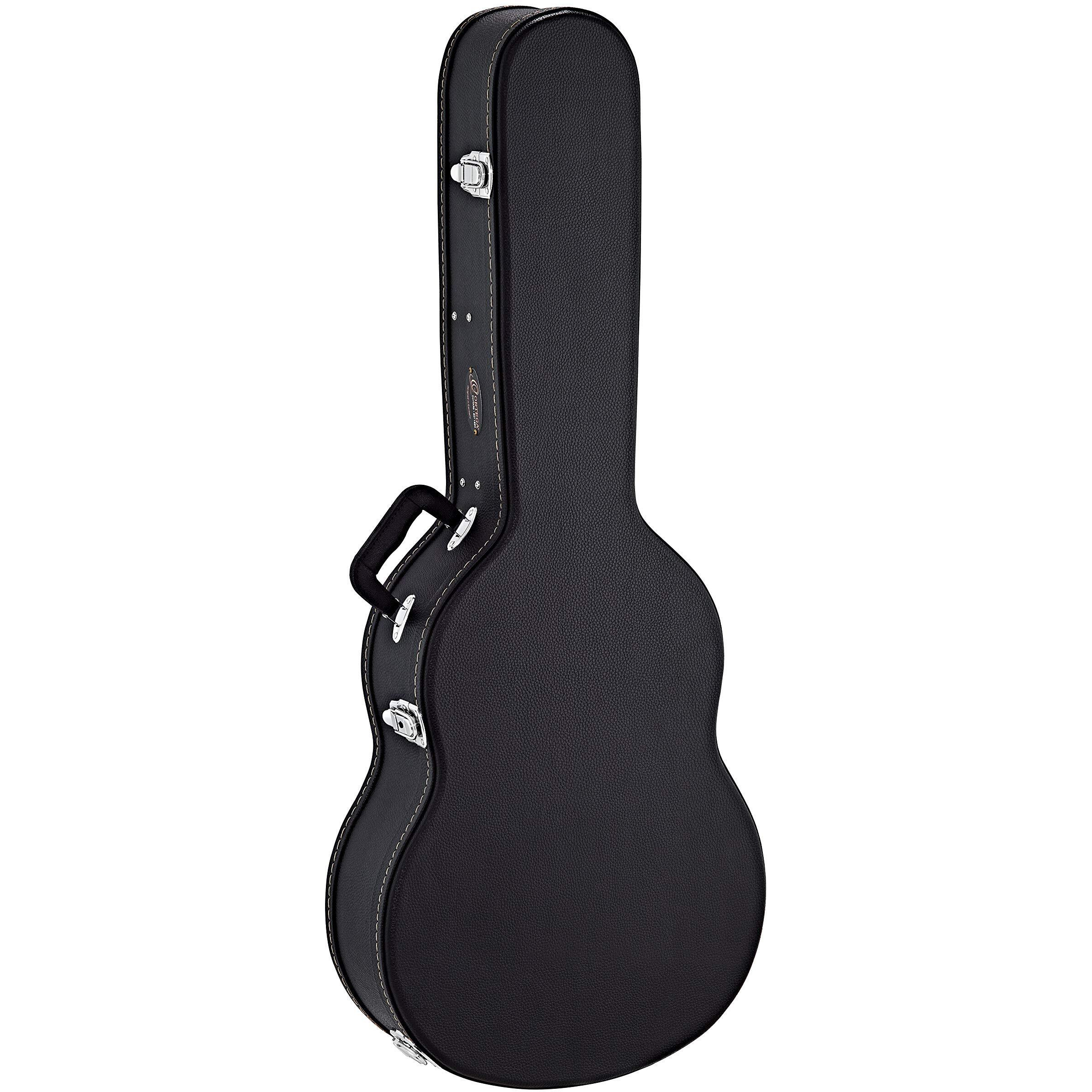 Ortega Guitars Acoustic Dreadnought Guitar Economy Hardshell Case-15 mm Velvet Padding-Black w/Chrome Hardware (OACCSTD-DN)