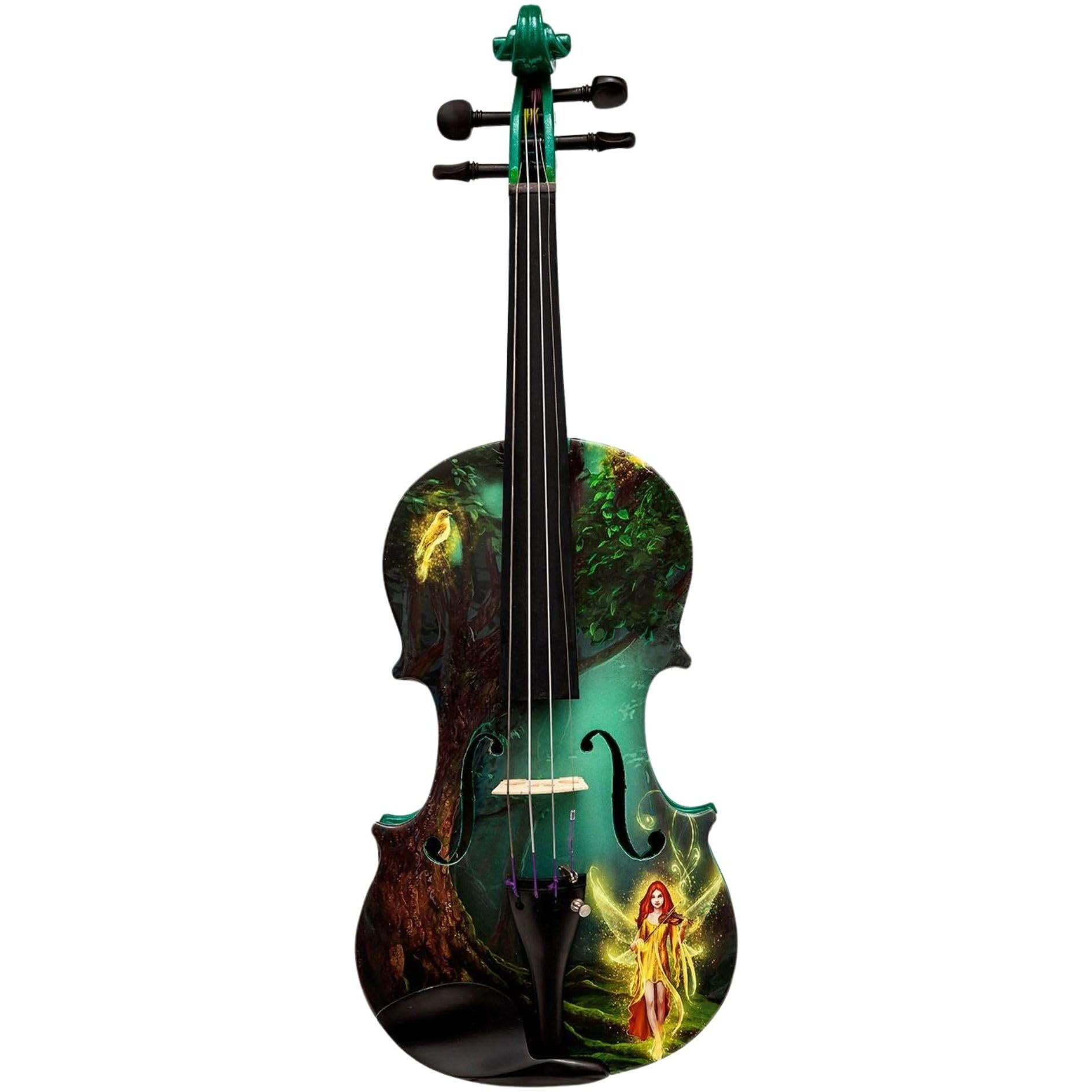 Rozannas Violins Green Fairy Violin Outfit 4/4 | Includes Carbon Fiber Bow + Case