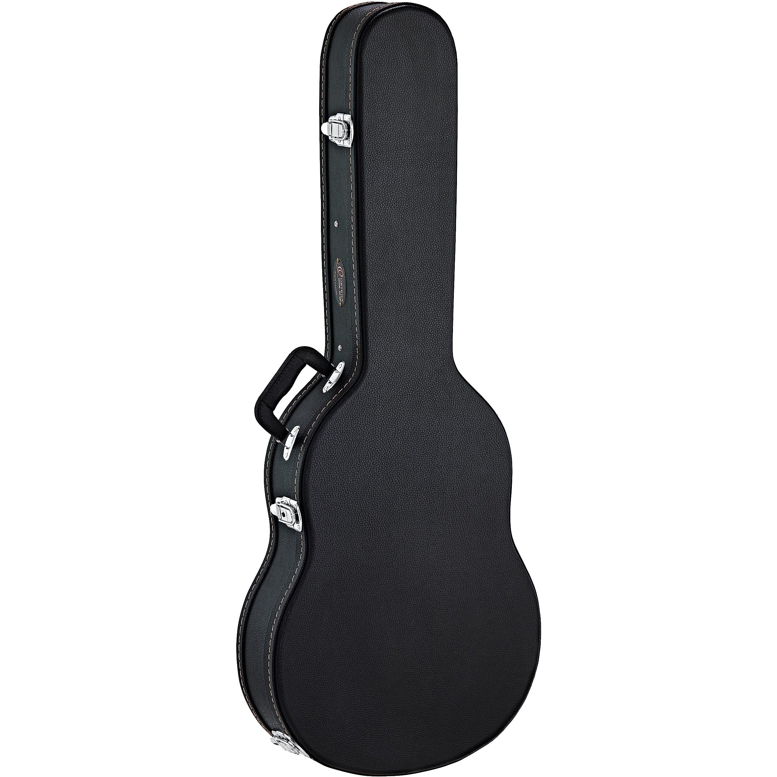 Ortega Guitars Thinline Classical Guitar Economy Hardshell Case-15 mm Velvet Padding-Black w/Chrome Hardware (OCCSTD-T)