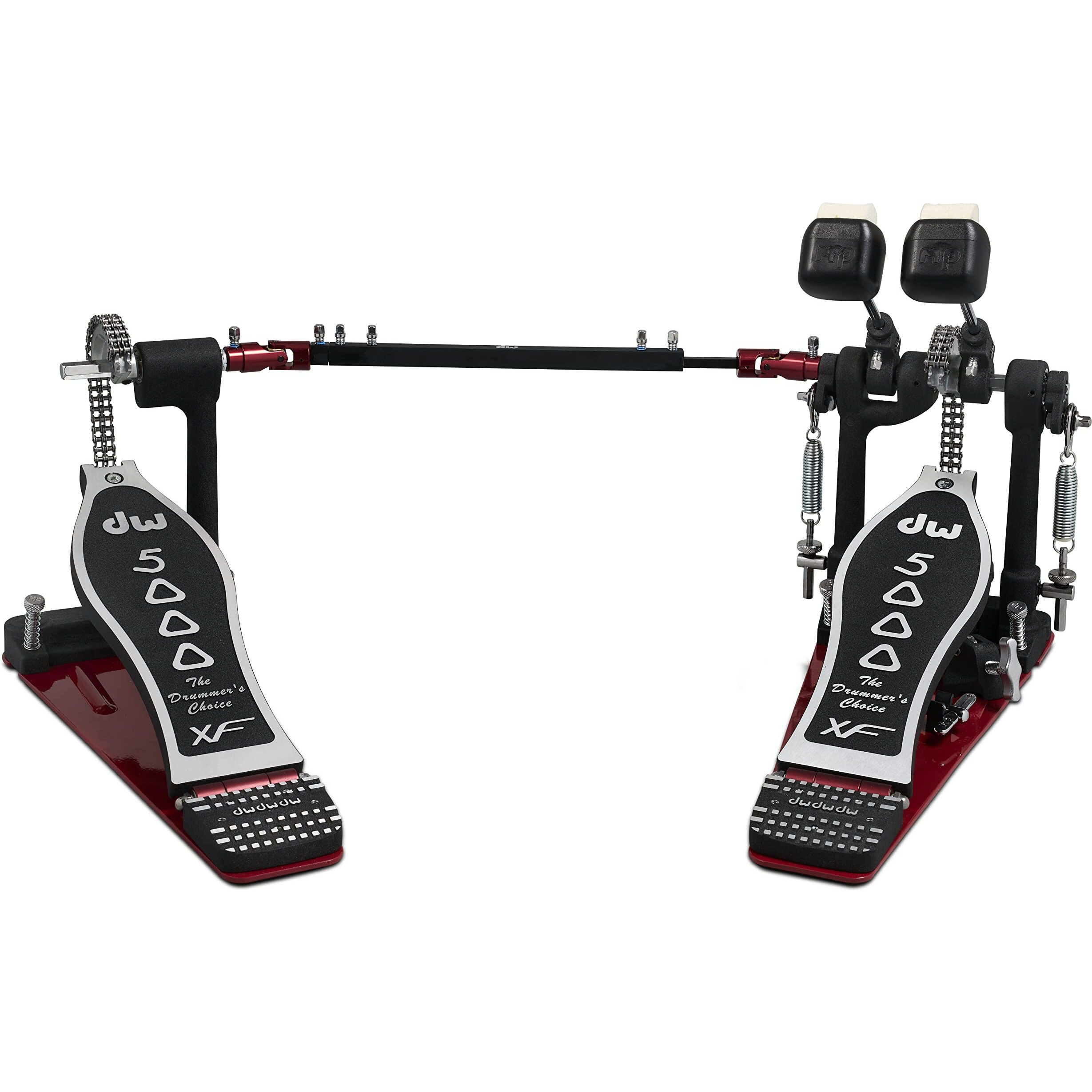 DW 5000 Series XF Extended Footboard Accelerator Double w/Bag Bass Drum Pedal (DWCP5002AD4XF),Red/Black