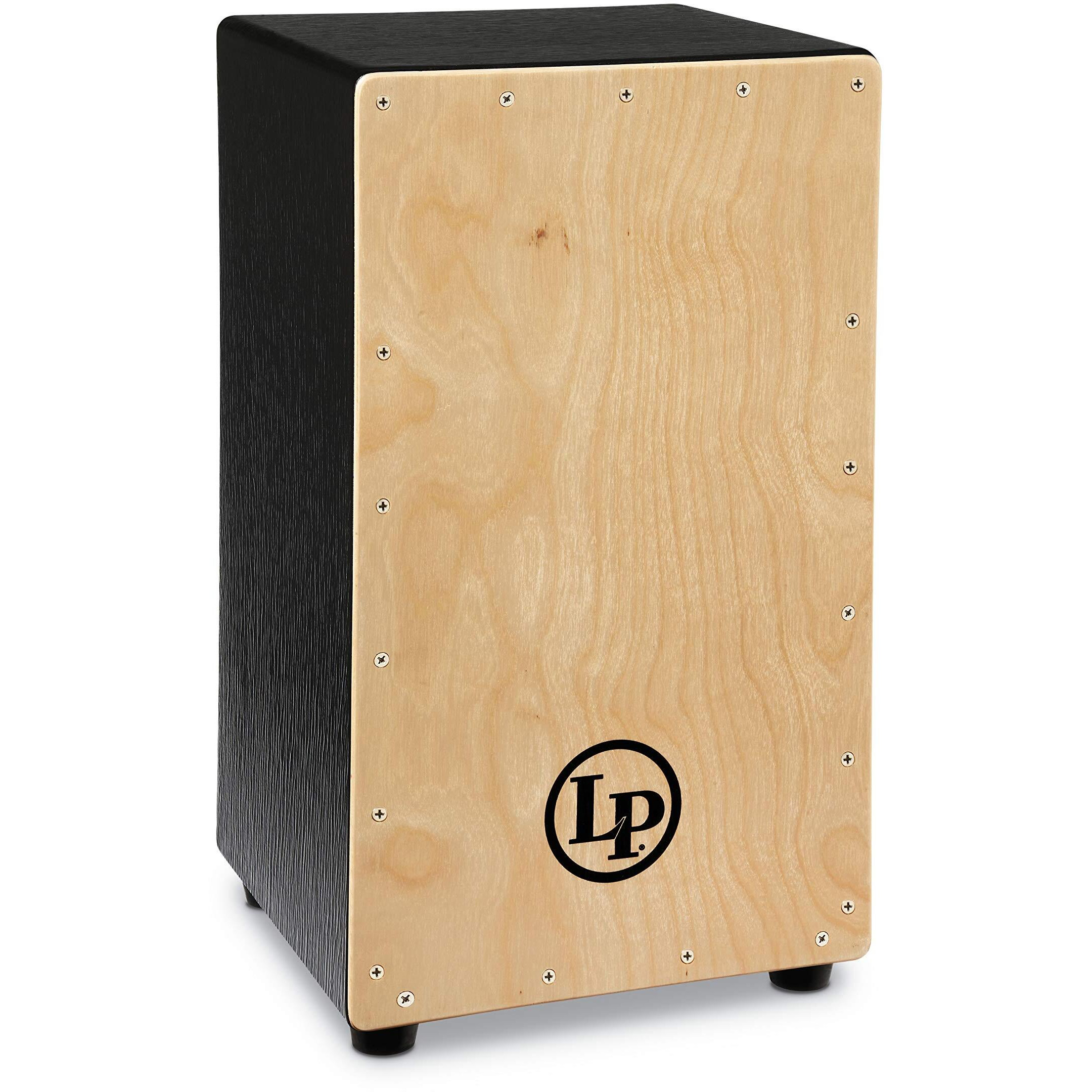 Latin Percussion Box Wire Cajon with Natural Faceplate, Black, 19 x12 x11  (LP1428NYN)