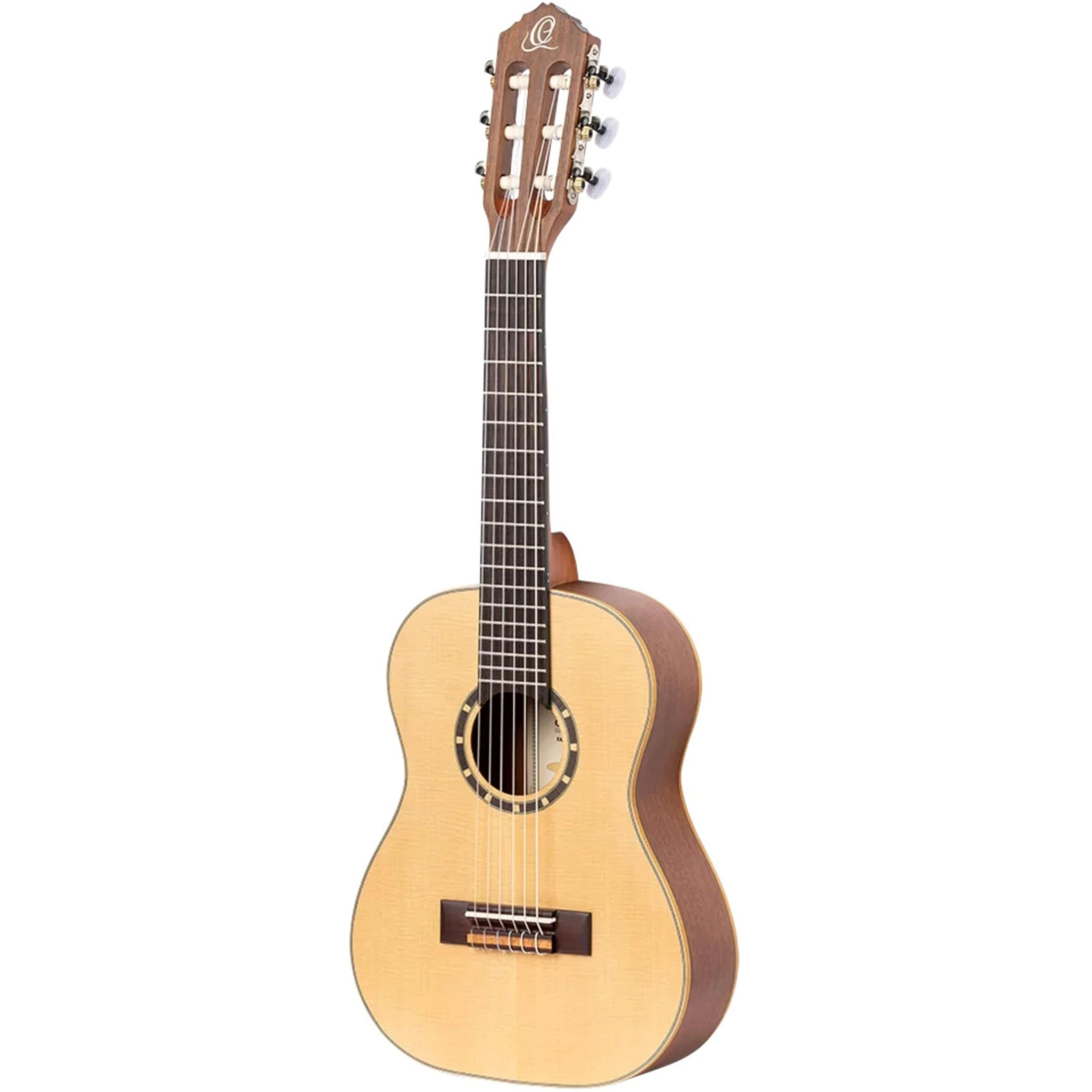 Ortega Guitars 6 String Family Series 1/4 Size Left-Handed Nylon Classical Guitar w/Bag, Spruce Top-Natural-Satin, (R121-1/4-L)