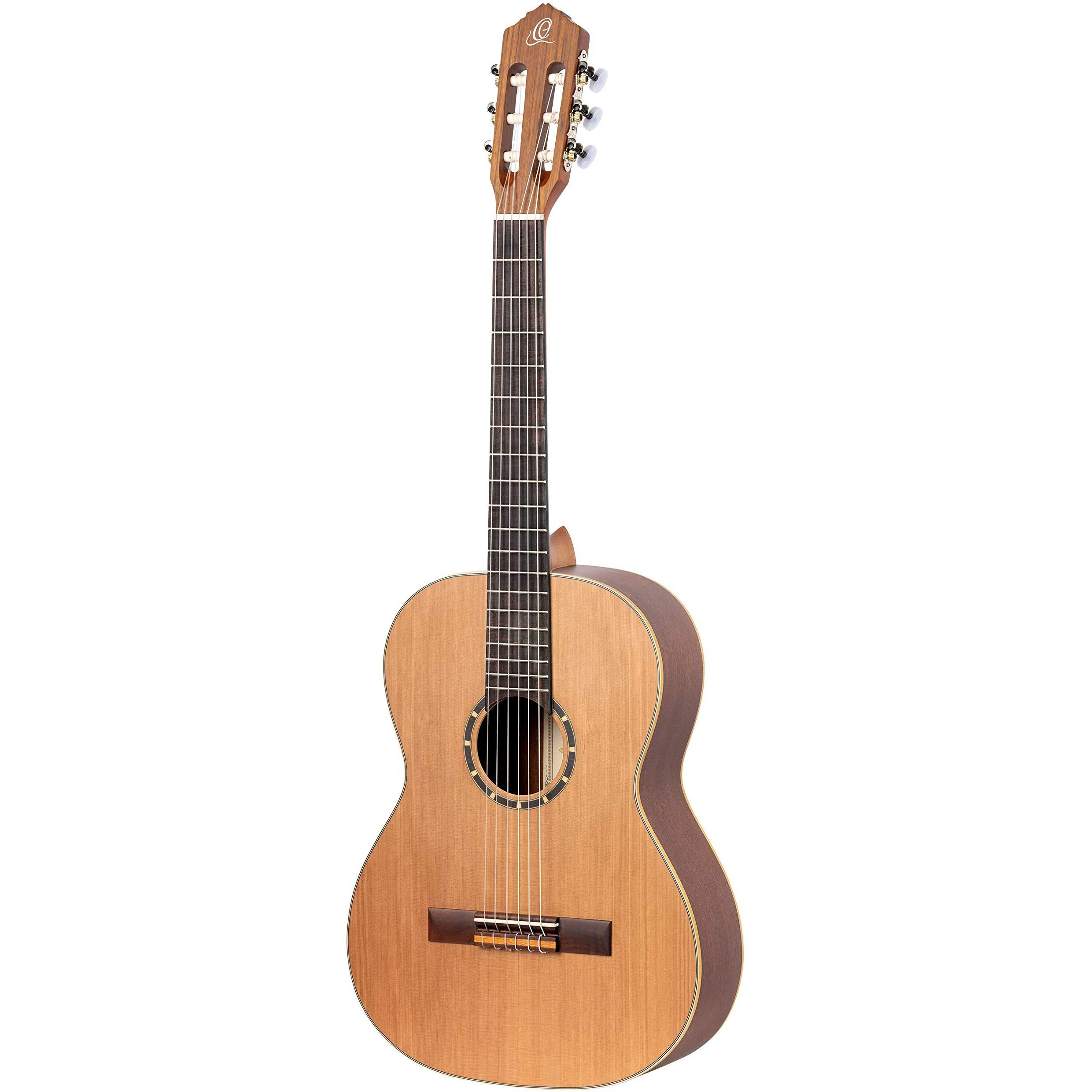 Ortega Guitars 6 String Family Series 7/8 Size Left-Handed Nylon Classical Guitar w/Bag, Cedar Top-Natural-Satin, (R122-7/8-L)