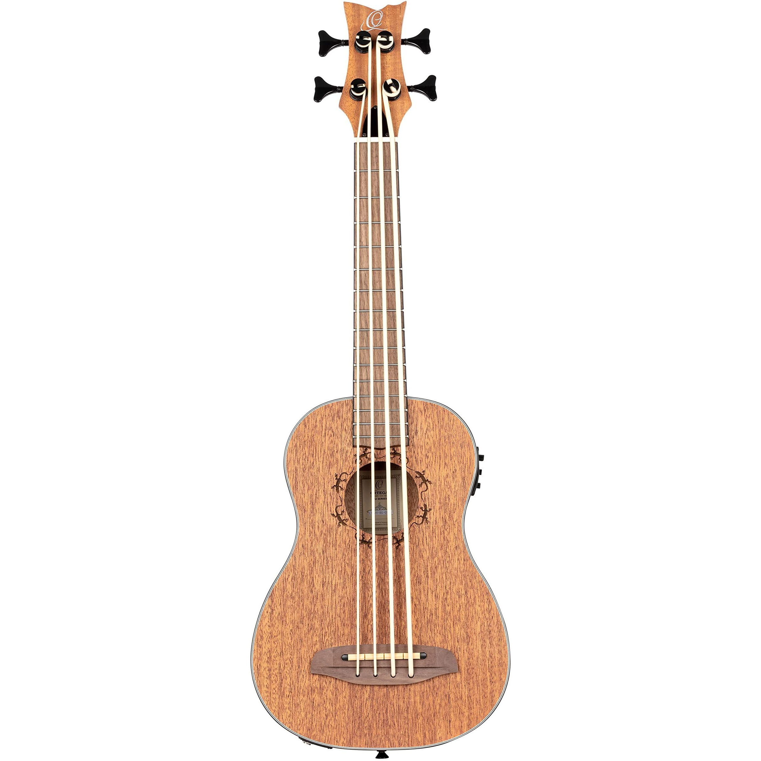 Ortega Guitars 4 String Lizard Series Left-Handed Acoustic-Electric Uke-Bass w/Bag, (LIZZY-BS-GB-L)