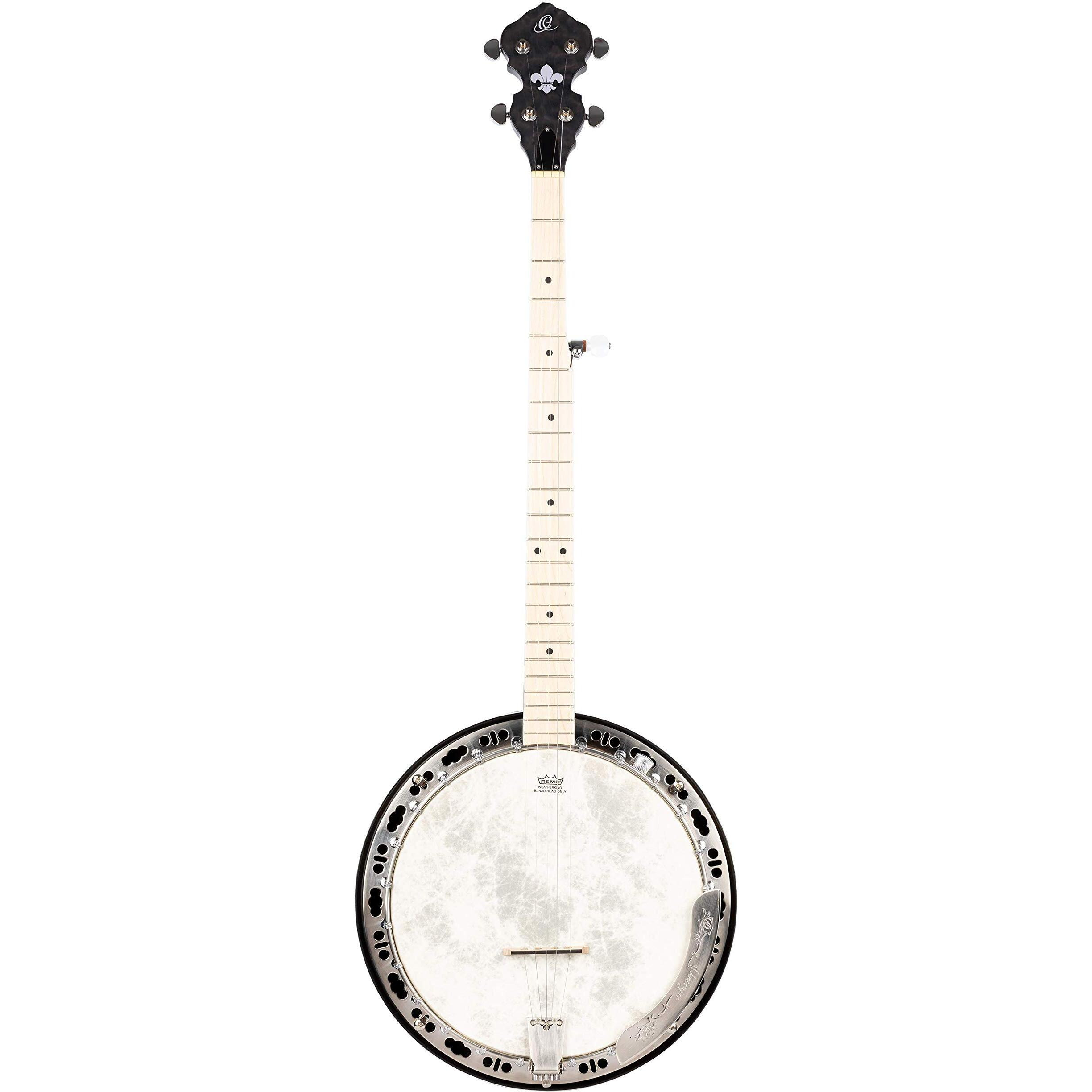 Ortega Guitars Facon Falcon Series Left-Handed 5-String Quilted Maple Resonator Acoustic-Electric Banjo w/Bag, (OBJE400TCO-L)