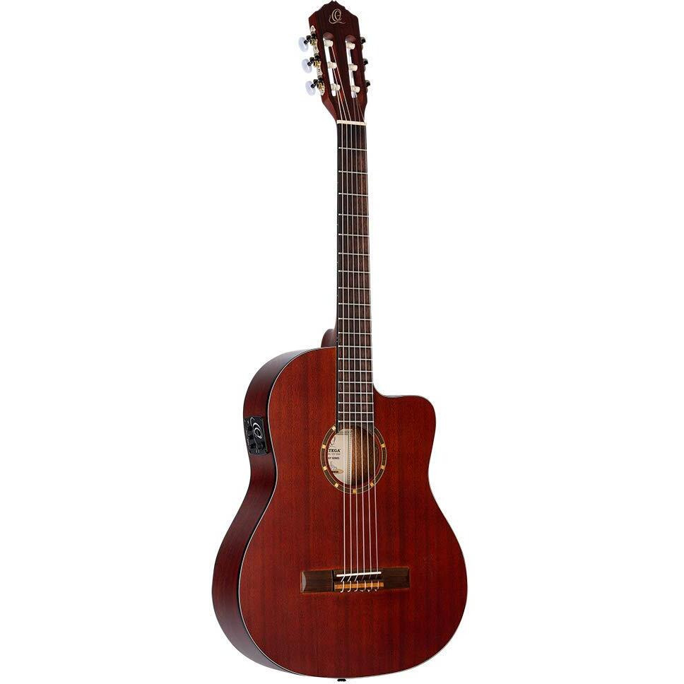 Ortega Guitars Family Series Thinline Acoustic-Electric Nylon Classical 6-String Guitar w/Bag, Right (RCE125MMSN)