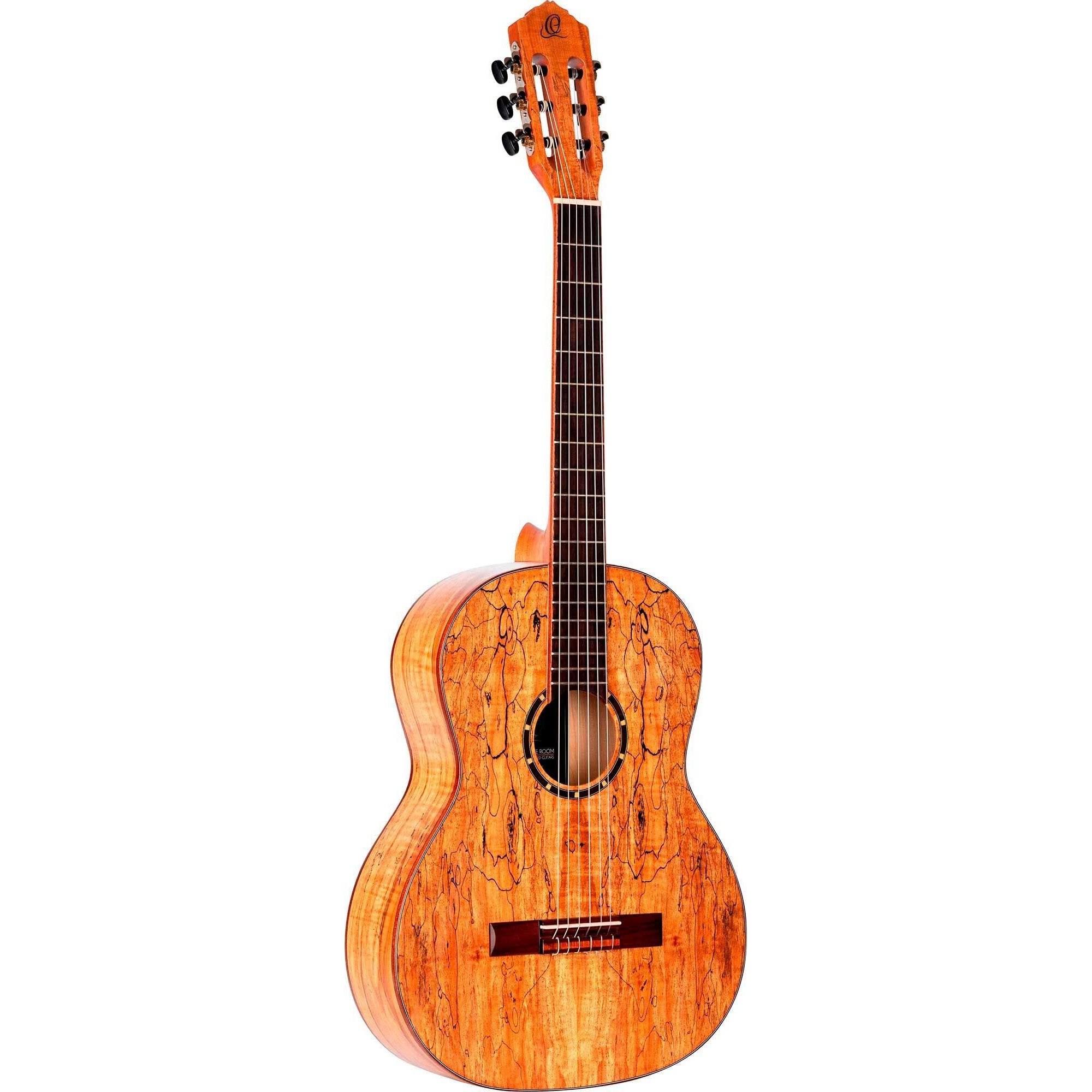 Ortega Guitars 6 String Private Room Spalted Maple Suite Solid Top Slim Neck Nylon Classical Guitar w/Bag, Right (RSM-REISSUE)