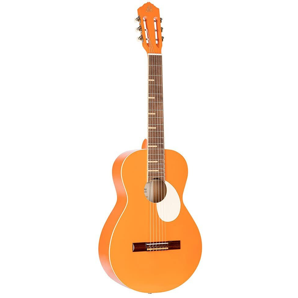 Ortega Guitars 6 Gaucho Series Nylon String Parlor Guitar w/Bag, Right, Orange (RGA-ORG)