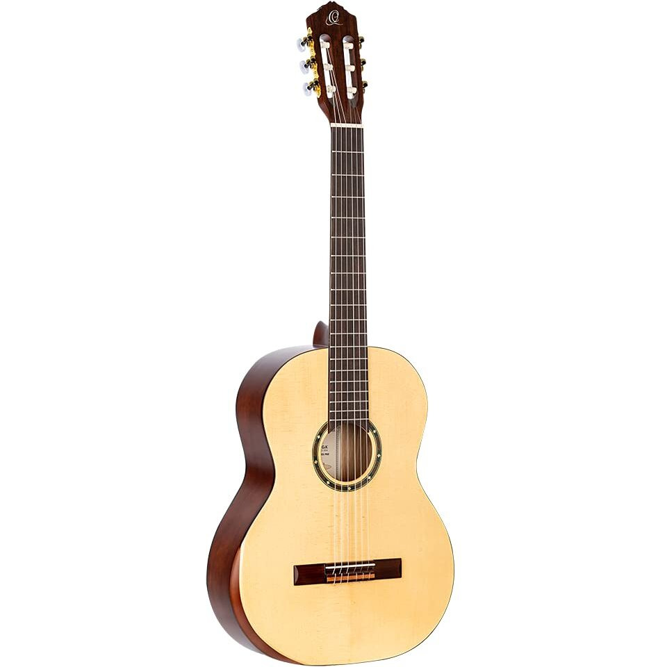 Ortega Guitars 6 String Student Series Pro w/Arm Rest Solid Top Nylon Classical Guitar, Right (R55DLX)