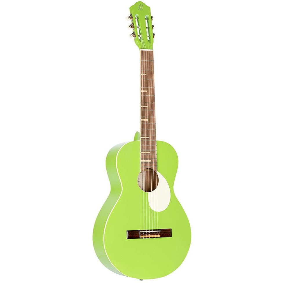 Ortega Guitars 6 Gaucho Series Nylon String Parlor Guitar w/Bag, Right, Green Apple (RGA-GAP)