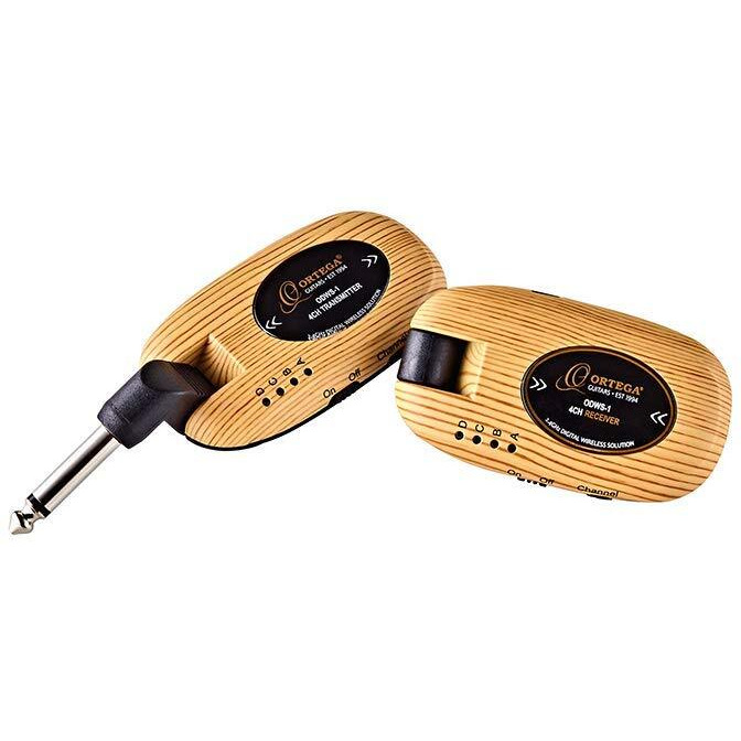 Ortega Guitars, 4 Channel/2.4 GHz-Complete Digital Wireless System for Acoustic & Electric Instruments-Transmitter & Receiver, Maple Design (ODWS-1MAD)