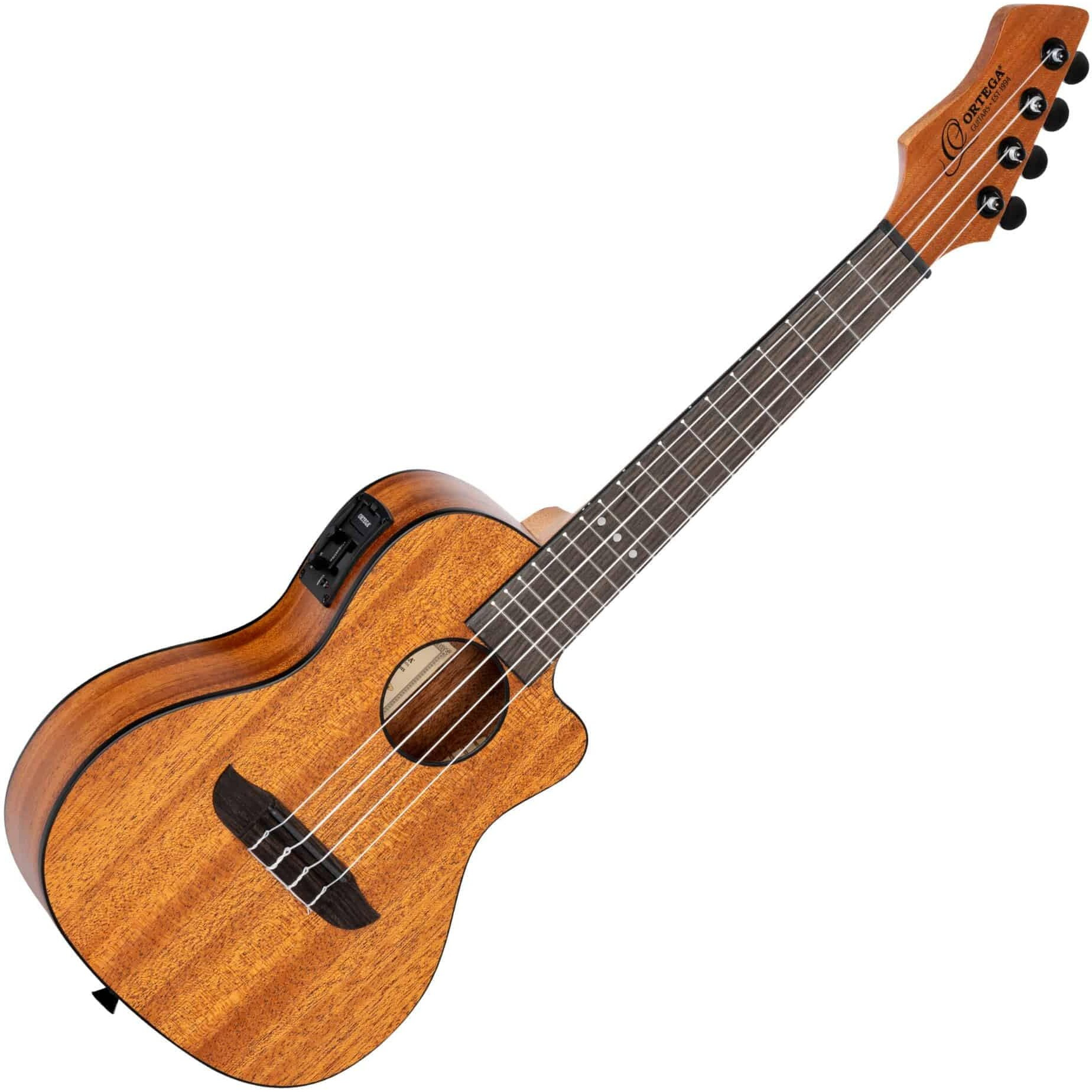 Ortega Guitars, 4-String Horizon Series Revese Headstock Concert Acoustic-Electric Ukulele, Right, Natural (RUHZ-CE-MM)