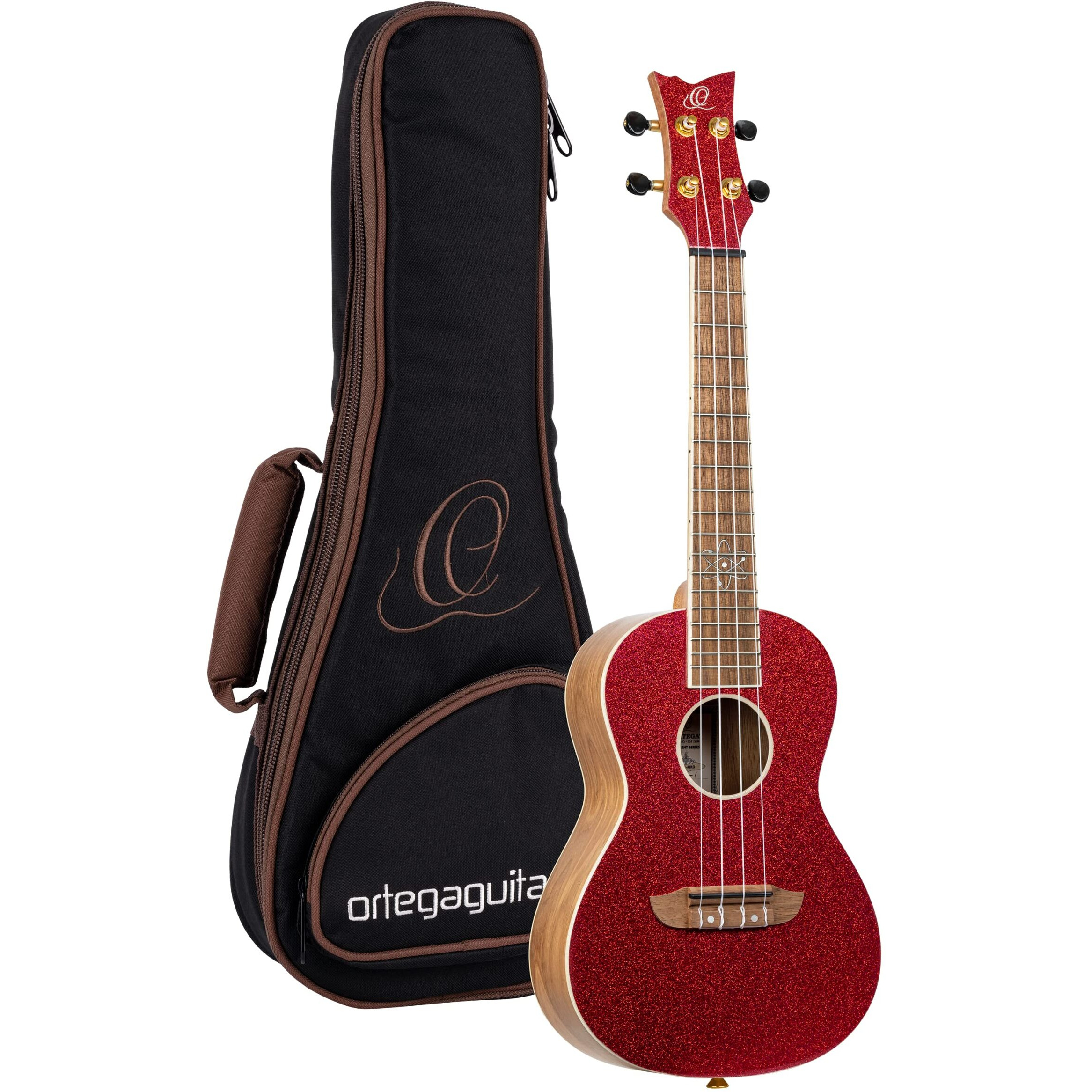 Ortega Guitars, 4-String Element Series Concert Ukulele w/Bag, Right-handed, Metallic Red, (RUEL-MRD)