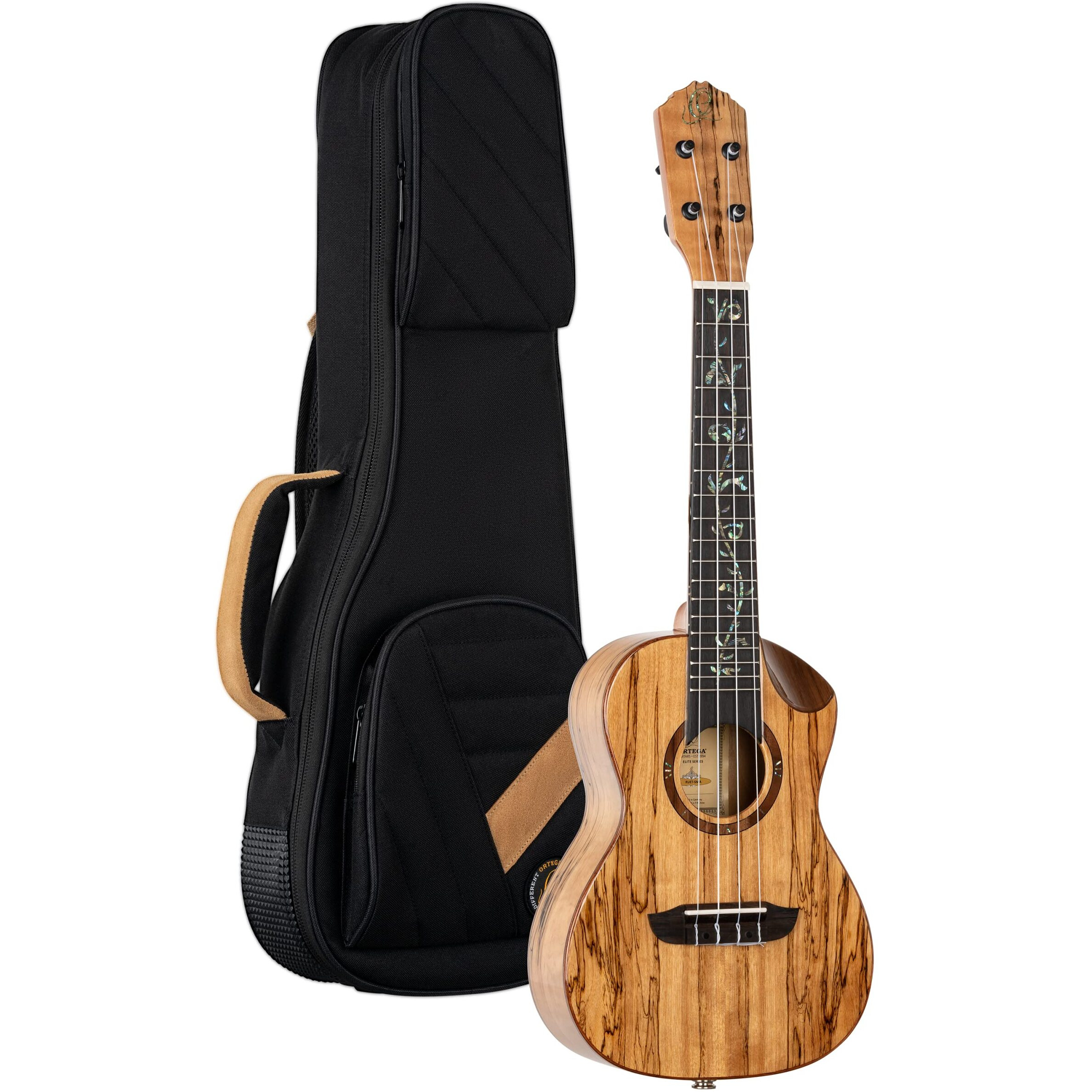 Ortega Guitars, 4-String Elite Series Concert Acoustic-Electric Ukulele w/Bag, Right-handed, (RUET-SMA)