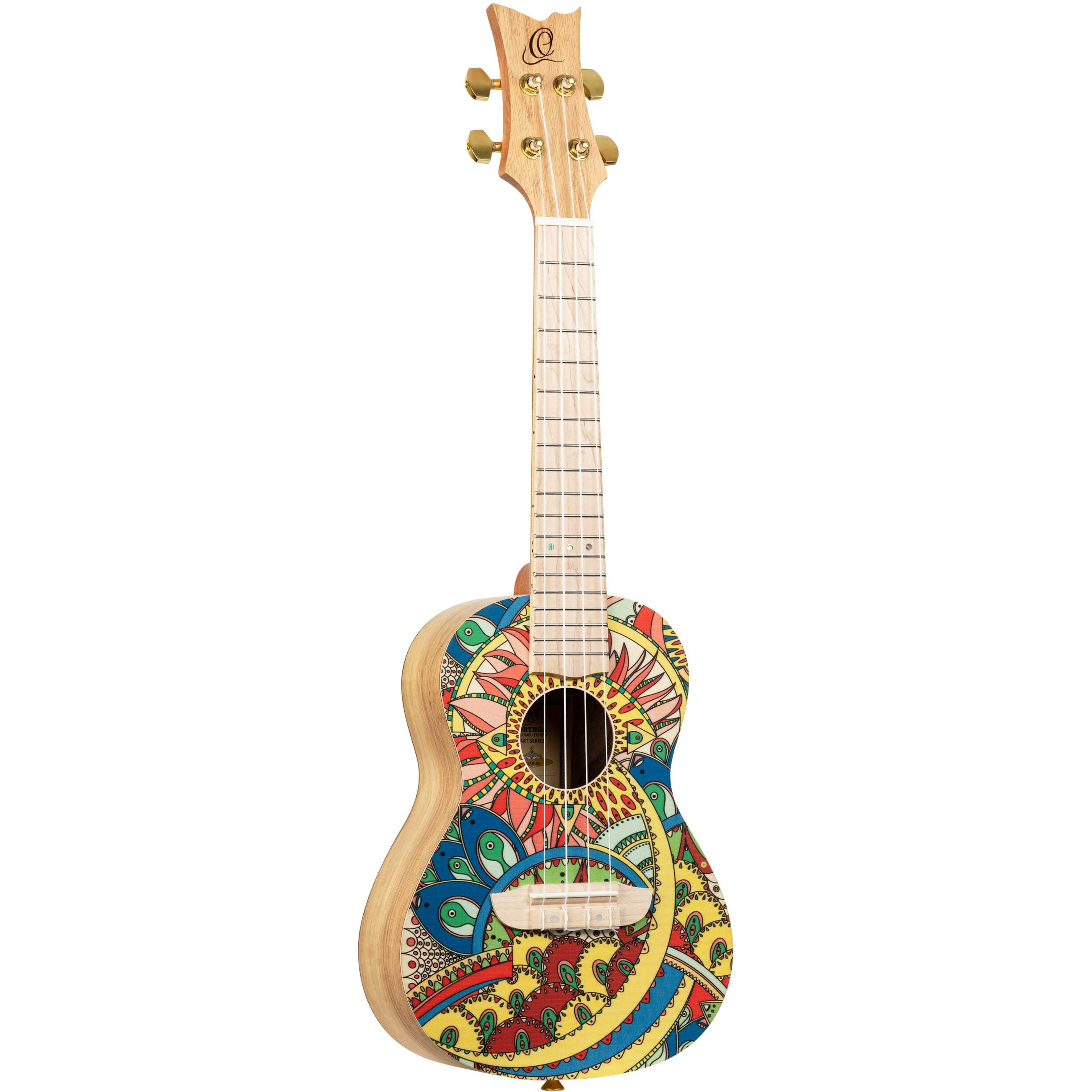 Ortega Guitars, 4-String Art Series Concert Ukulele, Right-handed, Mystic India custom design, (RUAR-MI)