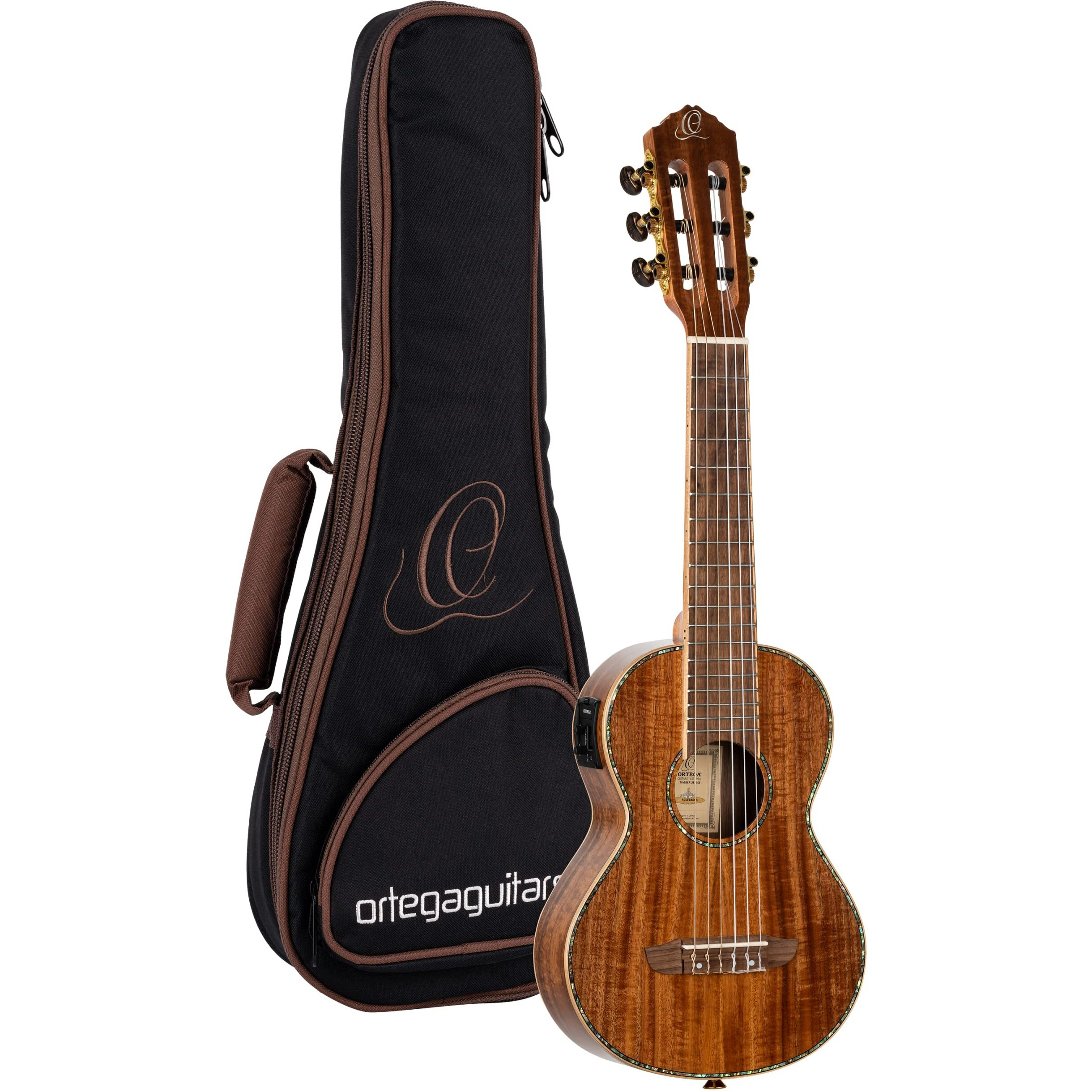 Ortega Guitars 6 String Mini/Travel Series Acoustic-Electric Guitarlele w/Bag, Right-handed, Natural, (RGLE18ACA)