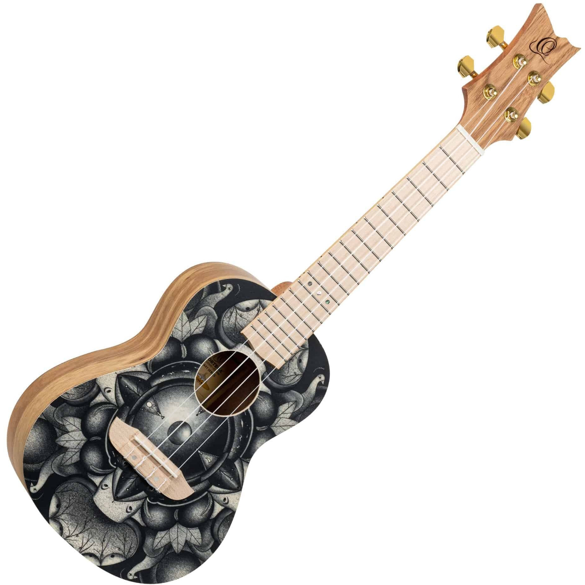 Ortega Guitars, 4-String Art Series Concert Ukulele, Right-handed, Birds custom design, (RUAR-BI)