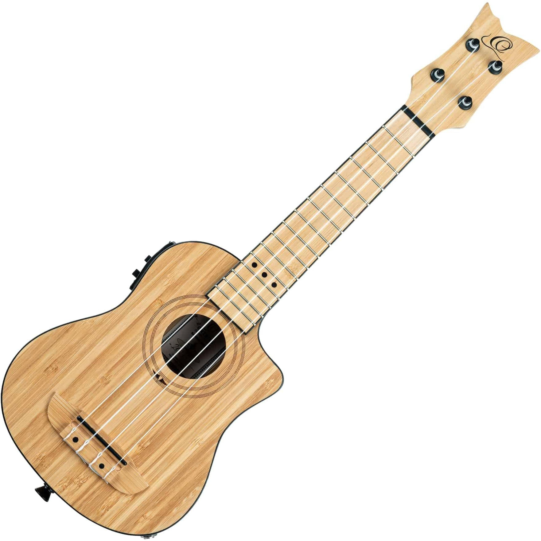 Ortega Guitars, 4-String Bamboo Series All Solid Soprano Acoustic-Electric Ukulele w/Bag, Right-handed, Natural, (RUNAB-SO)