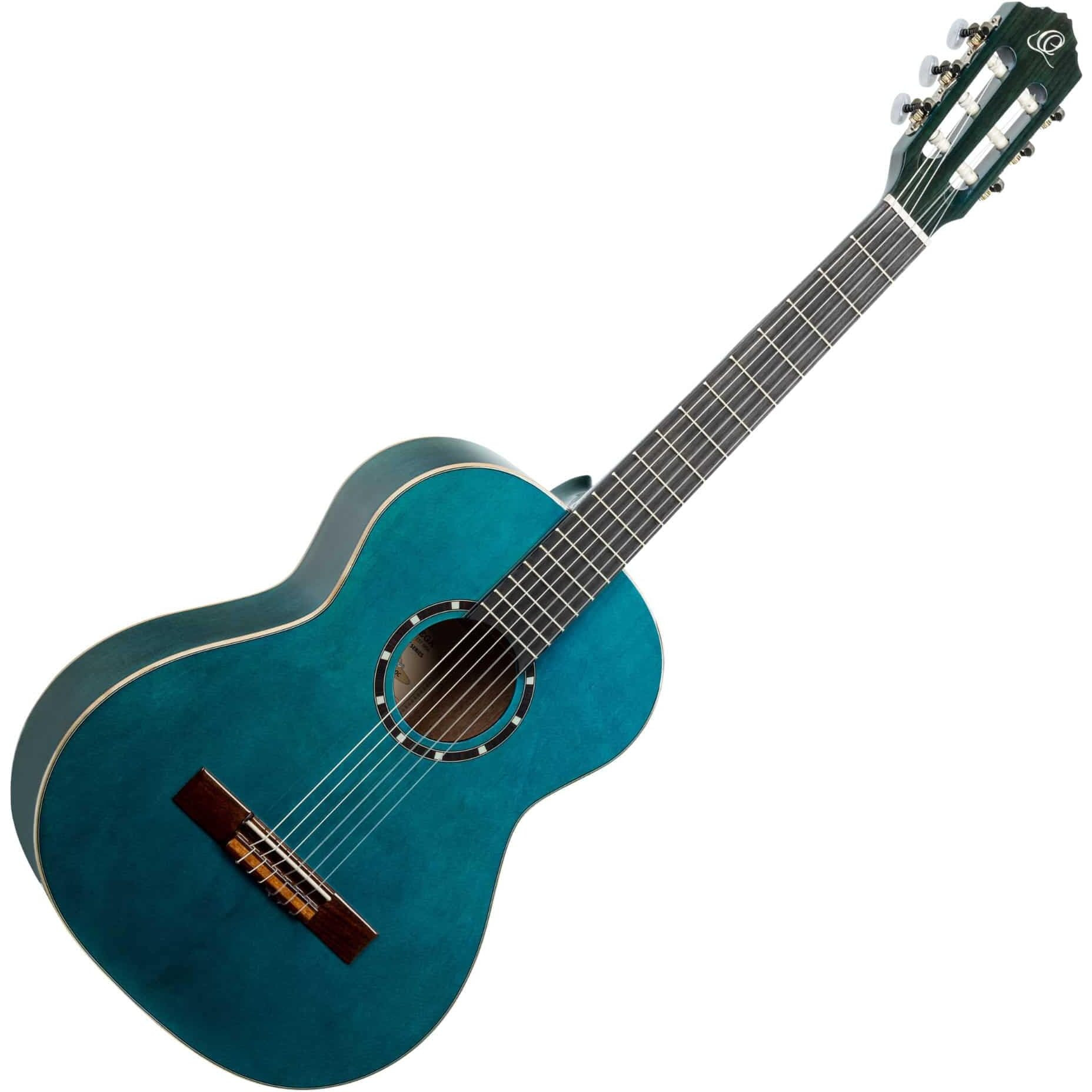 Ortega Guitars 6 String Family Series 3/4 Size Nylon Classical Guitar w/Bag, Right-handed, Ocean Blue, (R121-3/4OC)