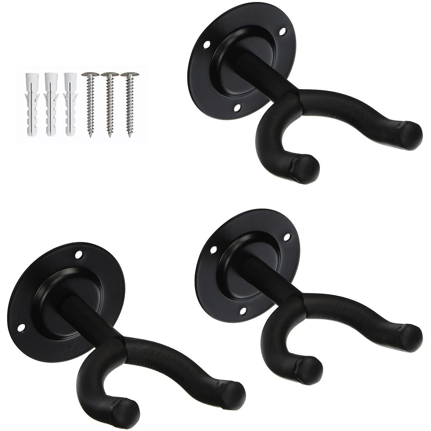 5 CORE Guitar Wall Mount, Black Guitar Wall Hanger| 3 Pieces Guitar Hanger| V-Shaped Secure and Sturdy Guitar Holder Wall Mount| Guitar Accessories for Acoustic, Electric, Bass Guitar, Mandolin