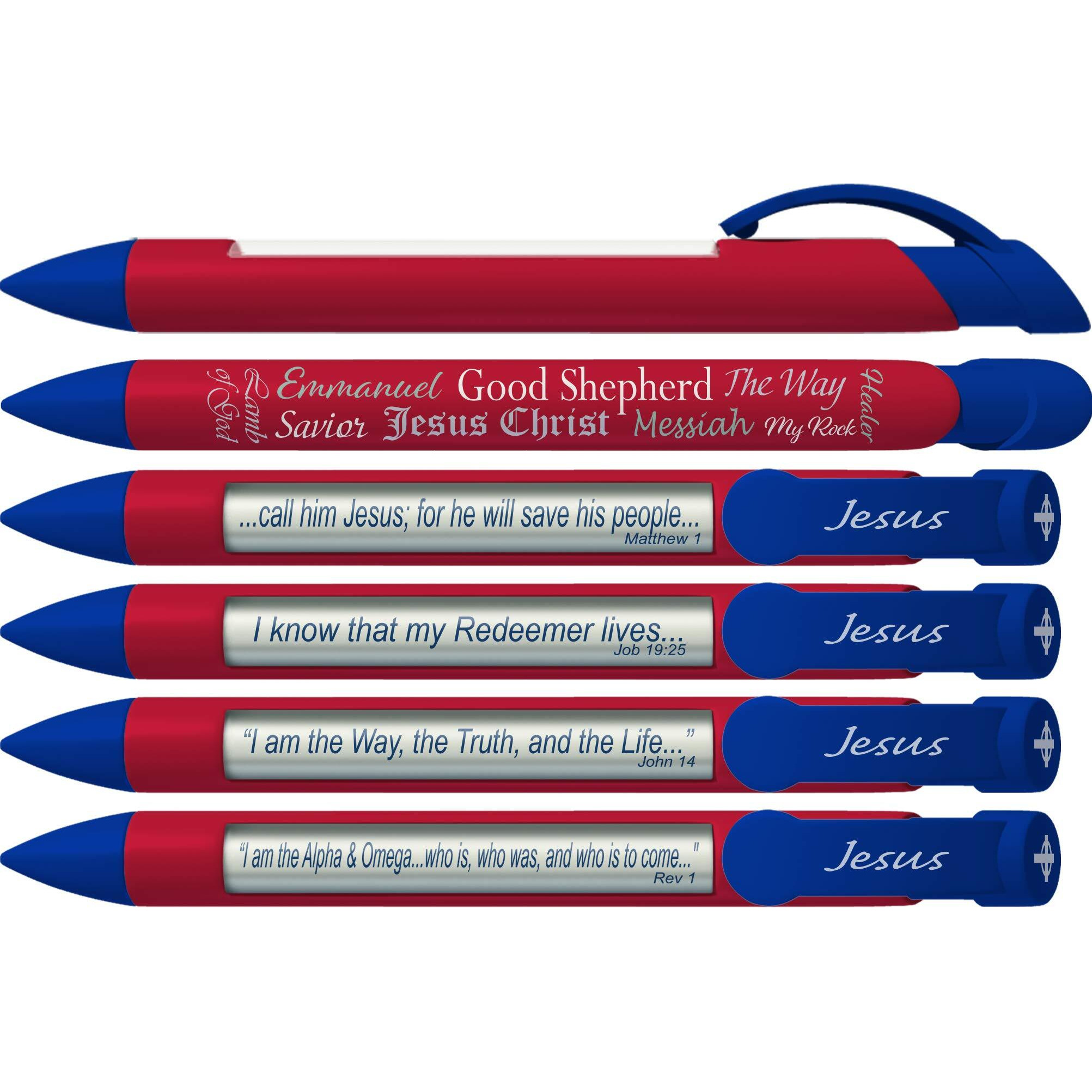 Greeting Pen  Names of Jesus  Scripture Pens, Scripture Verses ith Rotating Messages, 6 Pen Set (36034)