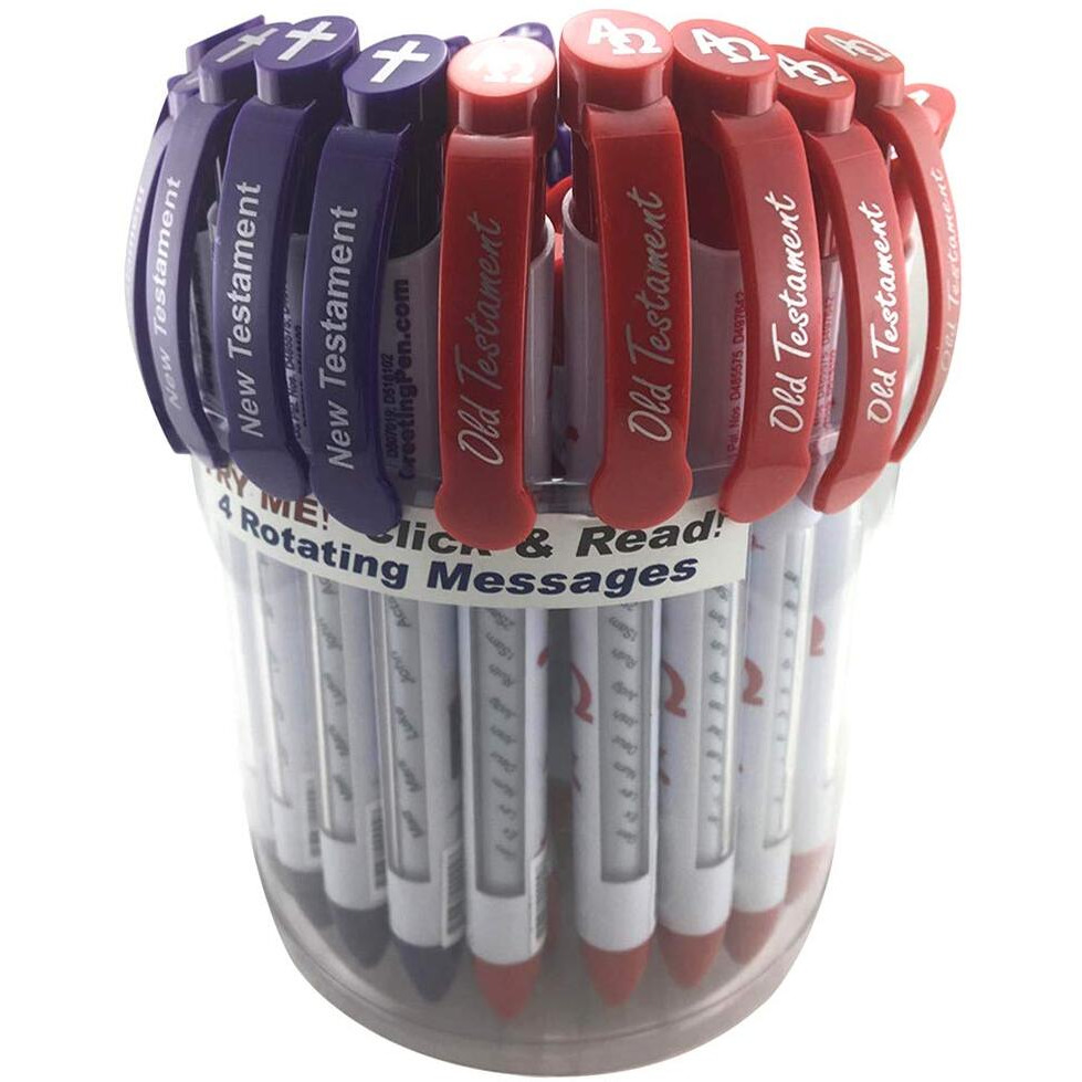 Greeting Pen  Books of the Bible Mix  Scripture Pen Set, Scripture Verses Pens ith Rotating Messages, 36 per Set (09224)