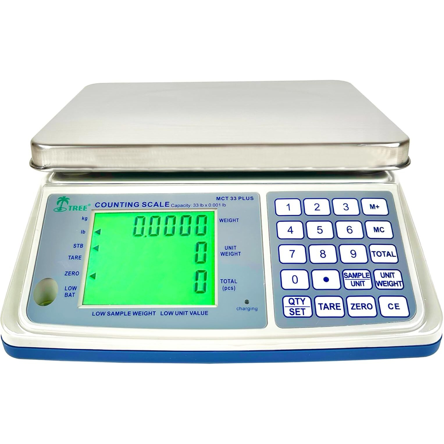 TREE MCT 3 Plus MID Counting Scale - 3 LB Capacity, 0.0001 LB Accuracy, LCD Display, Precise Inventory Counting in Laboratories & Businesses