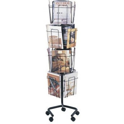 Safco Rotary Floor Display Rack - 60 Height X 15 Width X 15 Depth - 16 Compartment[s] - Charcoal