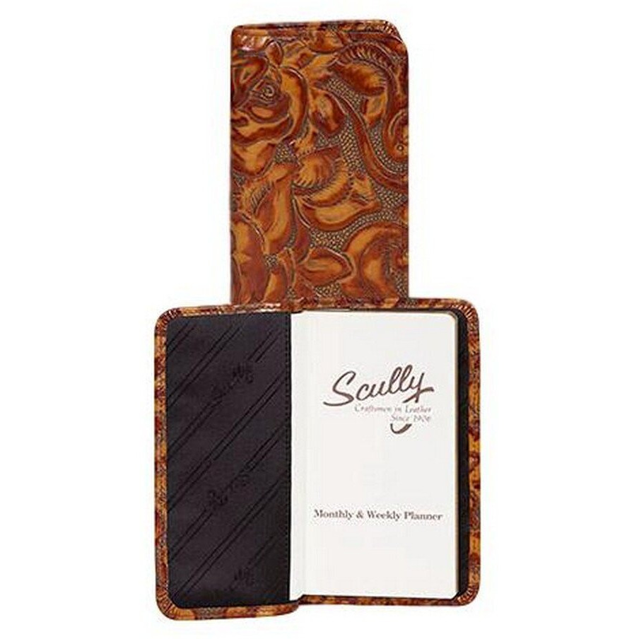 Scully Tooled Calf Leather Pocket Weekly Planner Organizer Business (Chocolate)