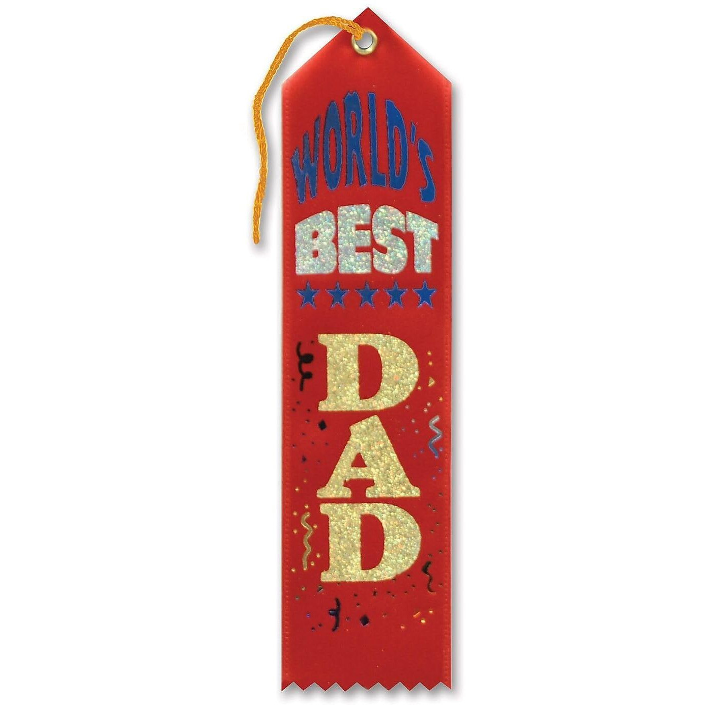 Beistle 2-inch x 8-inch Red Worlds Best Dad Aard Ribbon, 9/PackAR121R