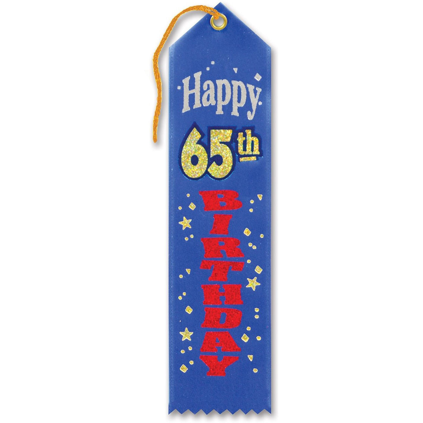 Blue 65th Birthday Fabric Aard Ribbon - 1pc