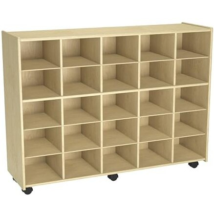 Childcraft Mobile Cubby Unit ith Locking Casters, 47-3/4 x 14-1/4 x 36 Inches