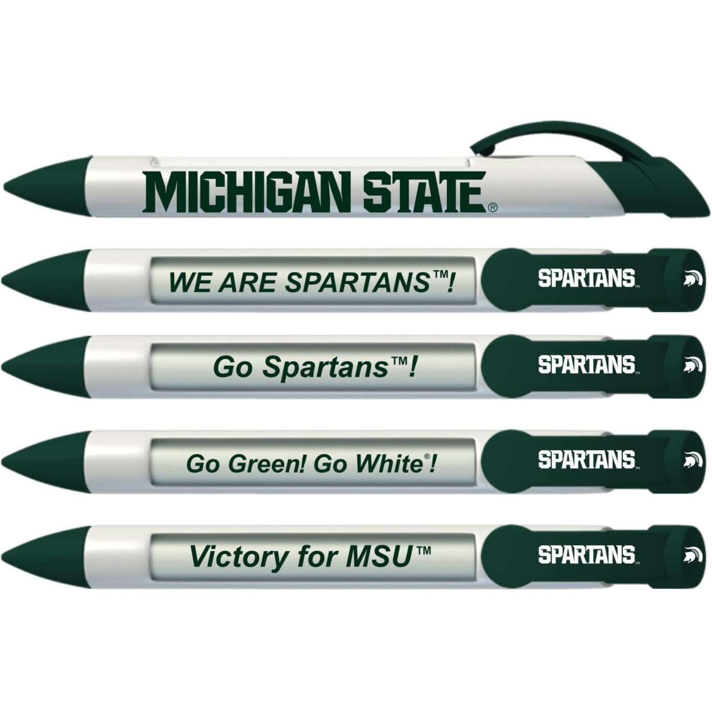 Greeting Pen Michigan State Spartans Braggin' Rights Rotating Message 6 Pen Set 20541