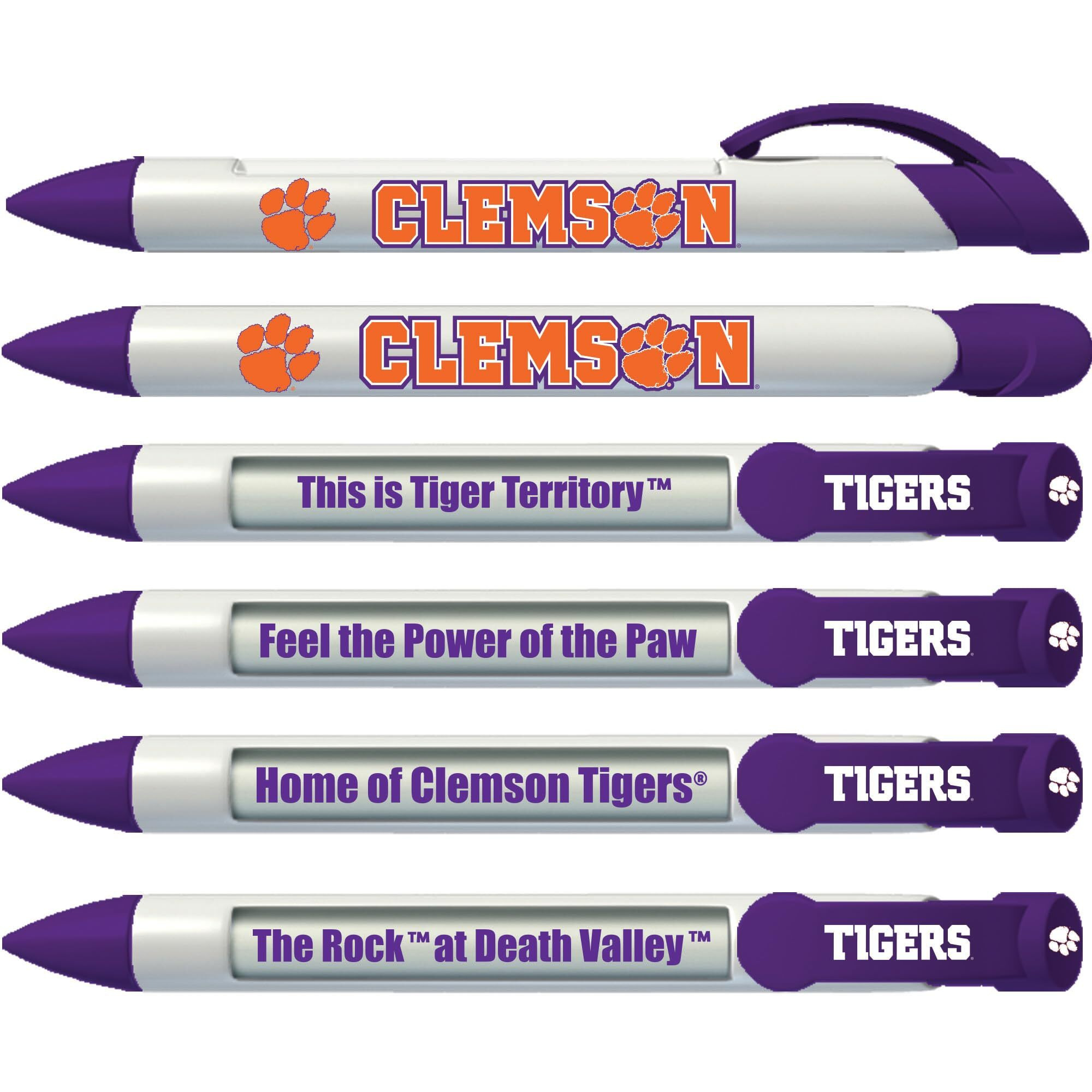 Greeting Pen College Pens- Clemson Tigers Braggin' Rights Rotating Message 6 Pen Set 20512