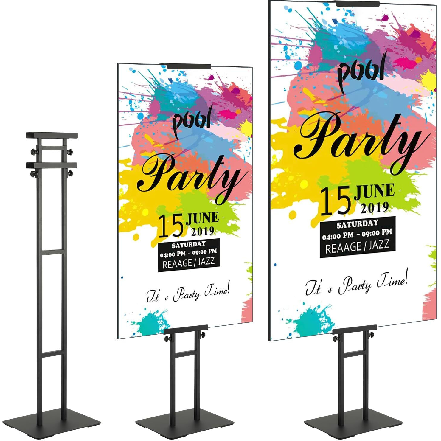 VEVOR Poster Stand, Adjustable Height Up to 75 , Double-Sided Heavy Duty Pedestal Sign Holder, Floor Standing Sign Holder Banner Stand with Shock-absorbing Base for Display, for Board and Foam, Black