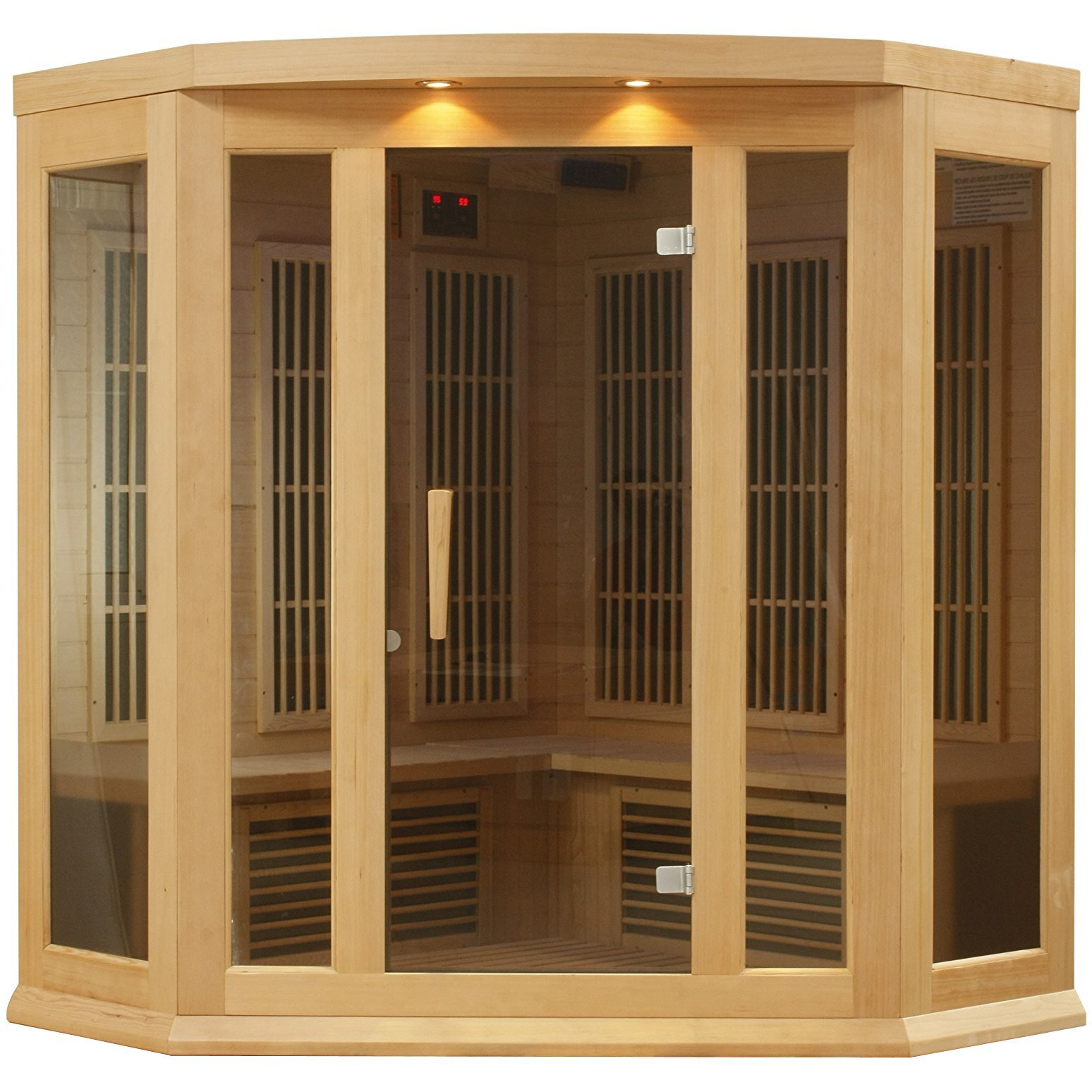 DYNAMIC SAUNAS Maxxus 3 Per Low EMF FAR Infrared Carbon Corner Canadian Hemlock Sauna