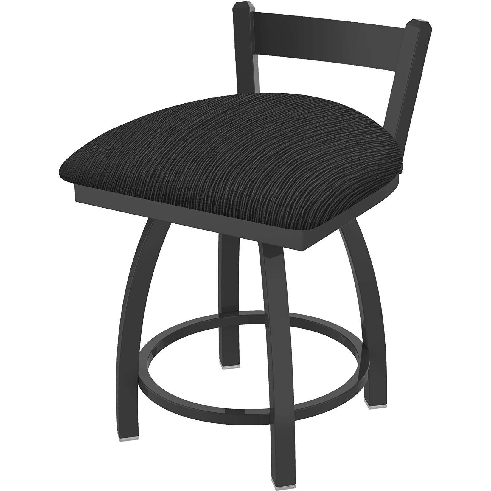 821 Catalina 18  Low Back Swivel Vanity Stool with Pewter Finish and Graph Coal Seat