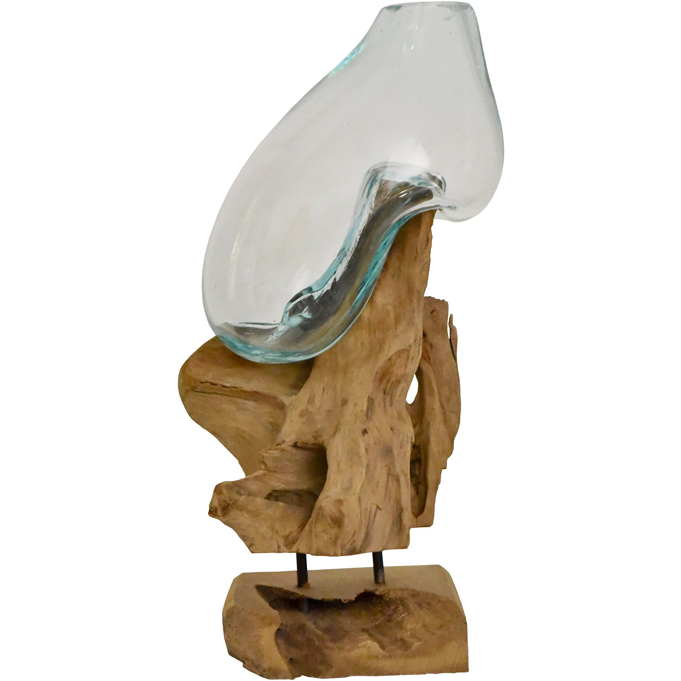 Cohasset Gifts 648-45 Cohasset Standing Molten Sculpture, Approximately 18  Tall, Natural Wood and Recycled Glass