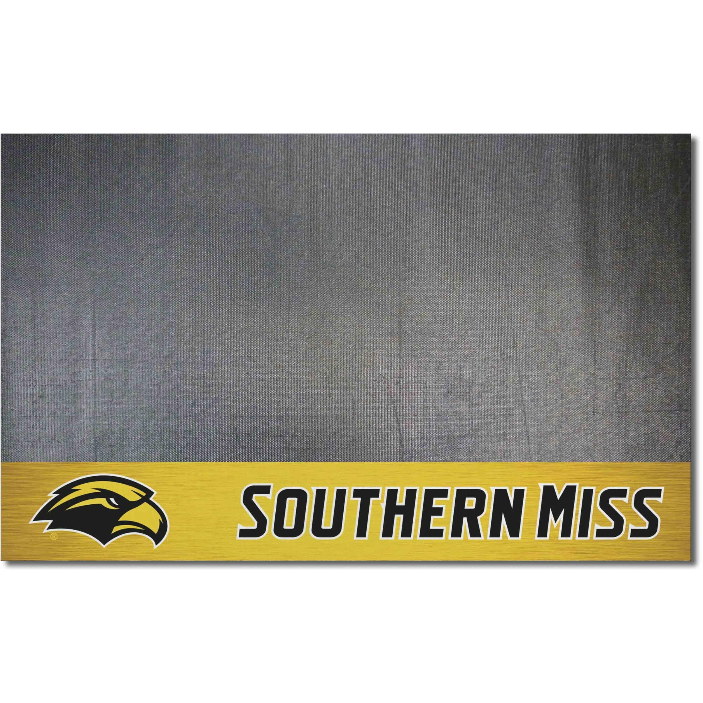 FANMATS 21633 Southern Miss Golden Eagles Vinyl Grill Mat - 26in. x 42in. - Deck Patio Protective Mat | Oil, flame, and UV resistant