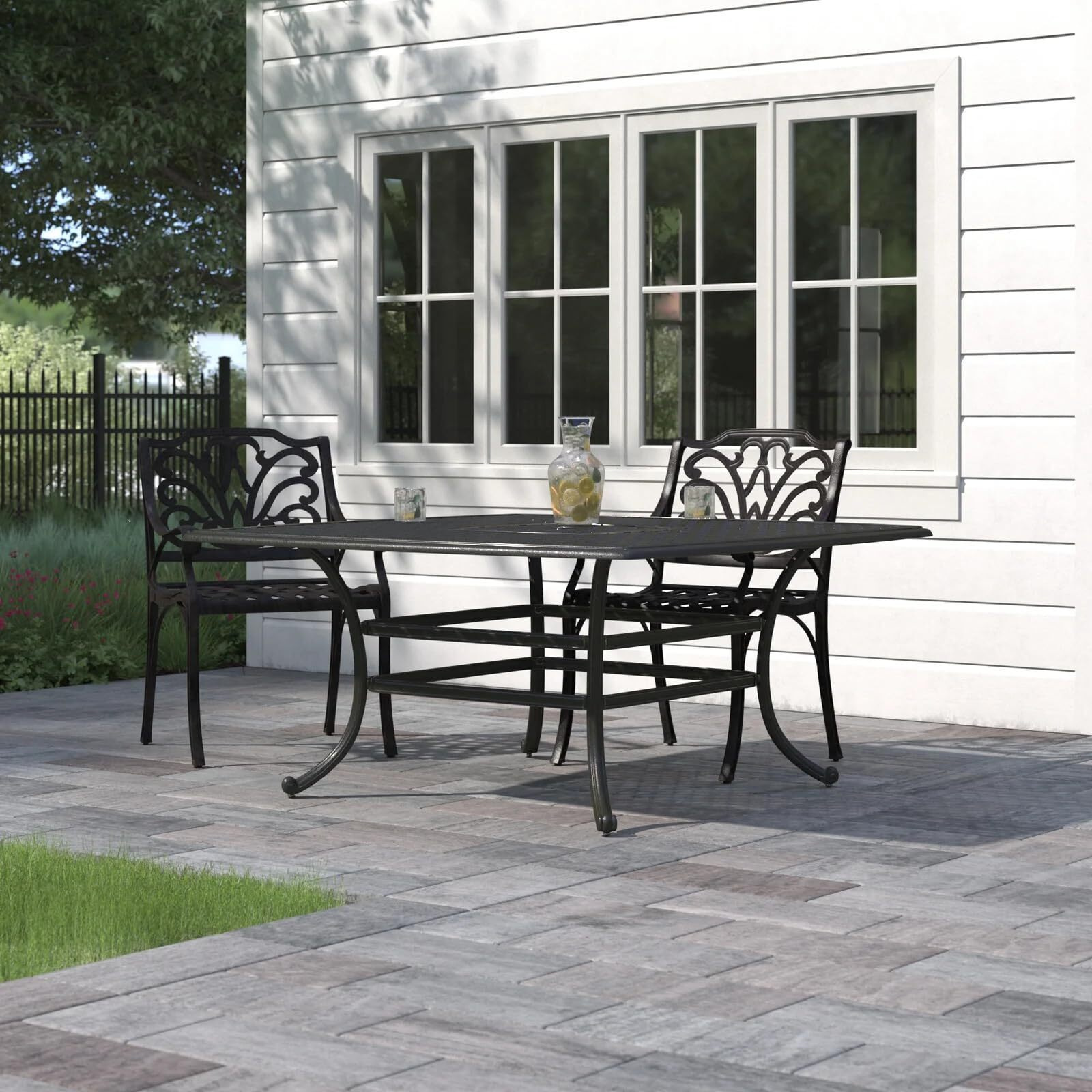 Sparta 64 Inch Square Outdoor Cast Aluminum Dining Table-Perfect for Patio