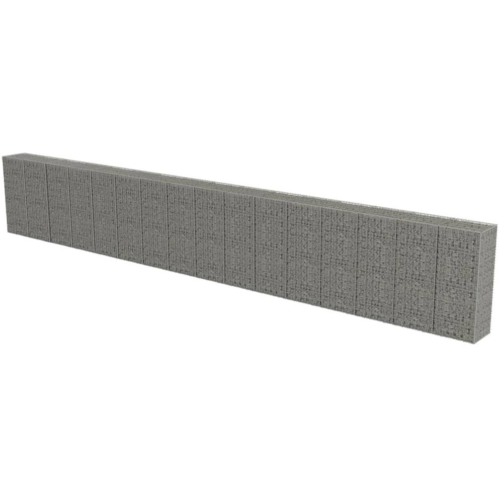 vidaXL Gabion Wall ith Covers Galvanized Steel 354 x19.7 x59