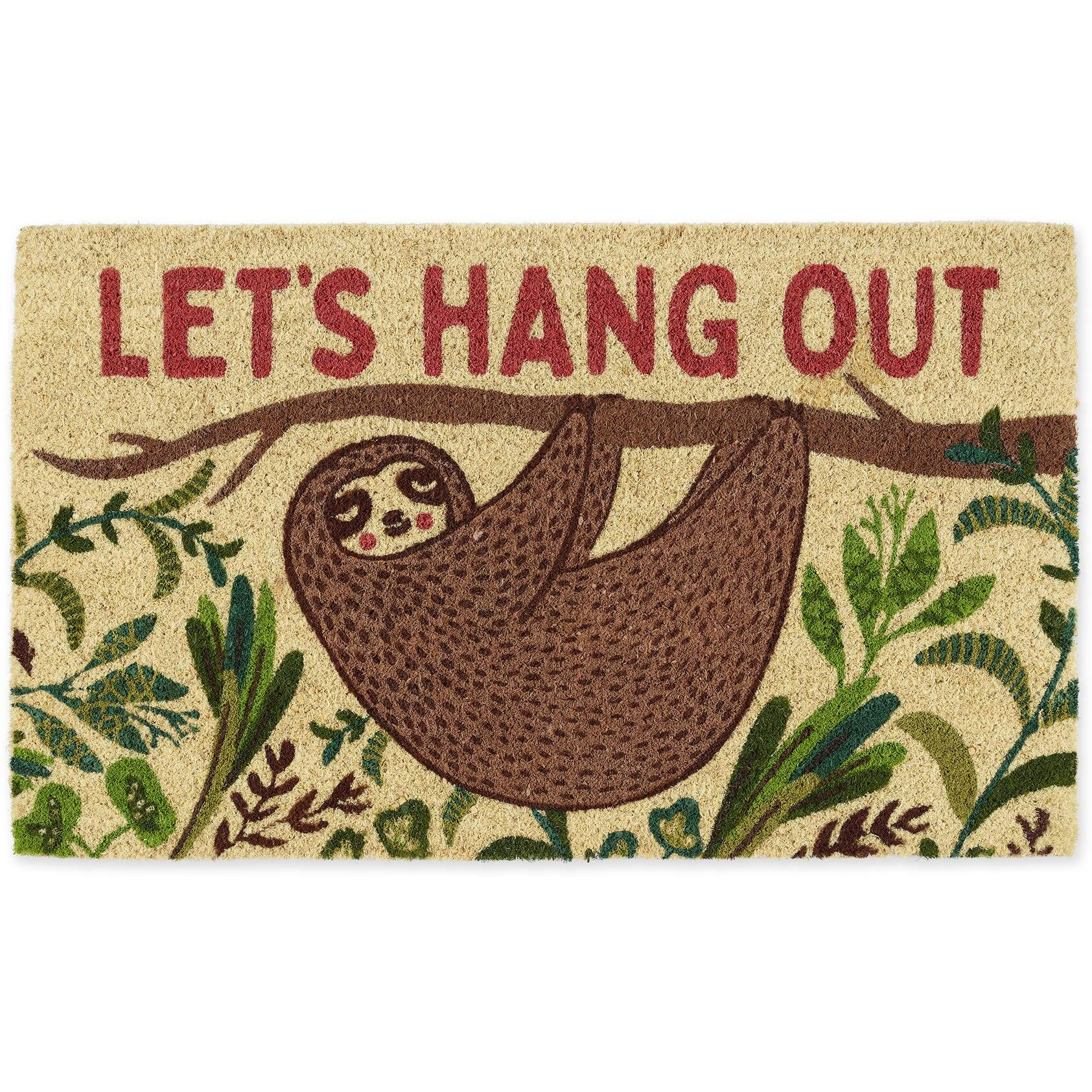 DII Animal Pun Collection Natural Coir Doormat, 18x30 , Hang Out Sloth