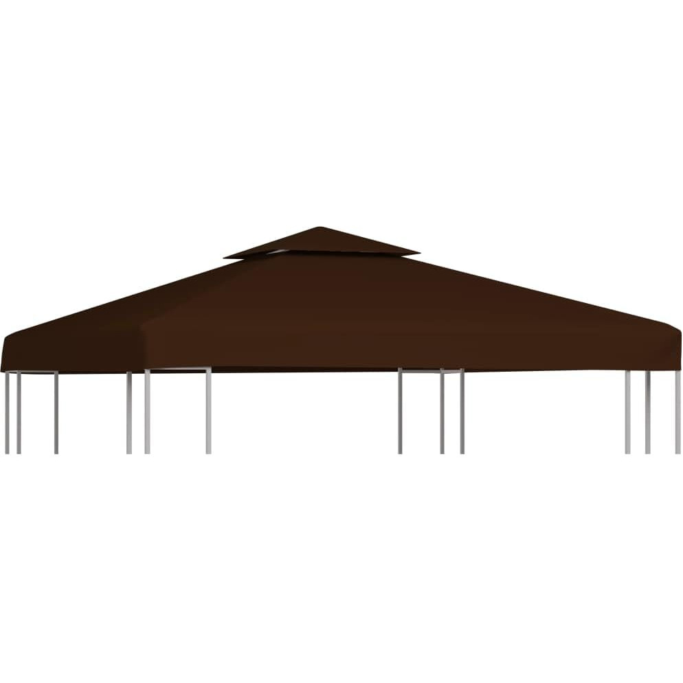 'vidaXL 2-Tier Gazebo Top Cover - 9.8'x9.8' Size - Water-Resistant Polyester Fabric - Easy Installation ith Fasteners - Bron Color