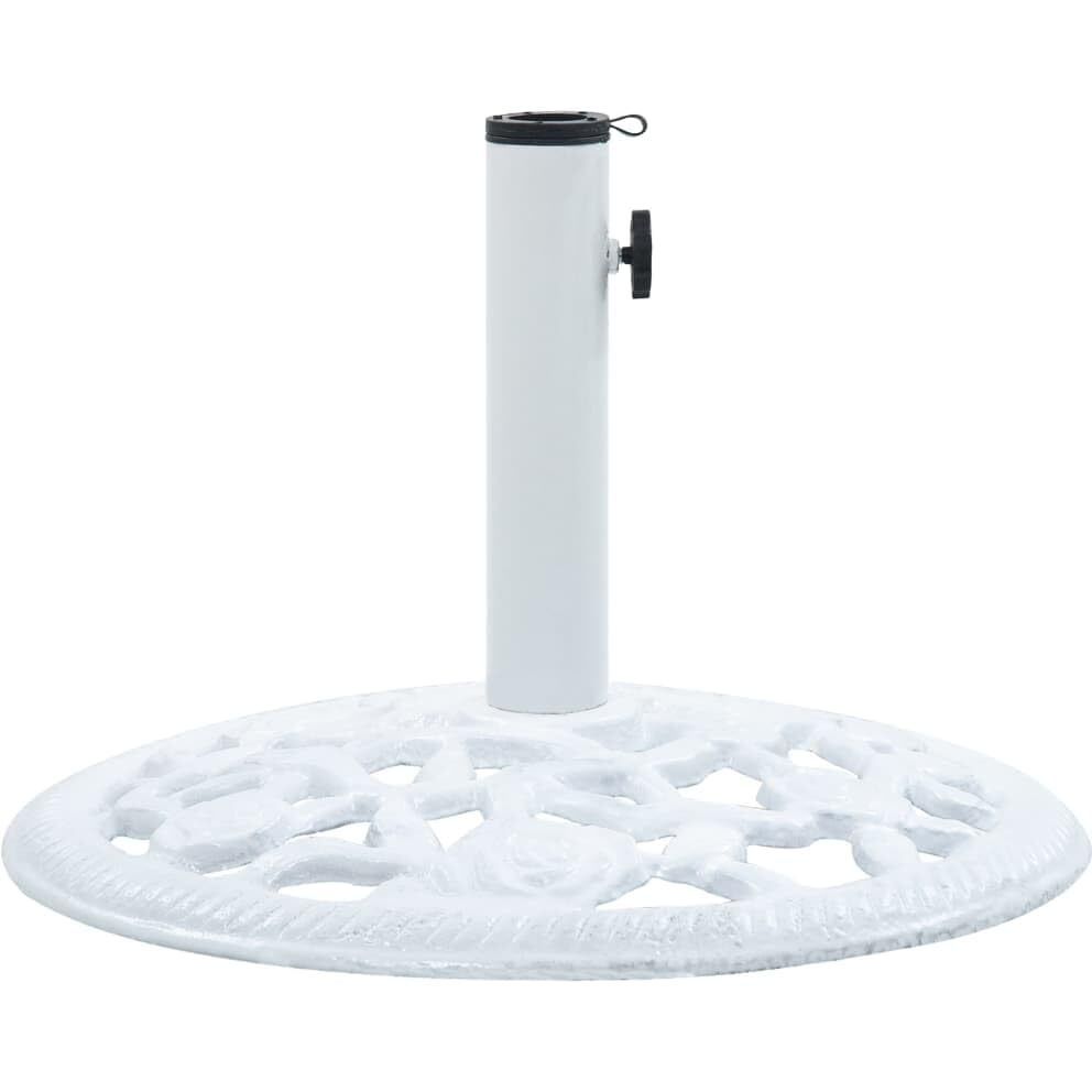 vidaXL 26.5lb Round Umbrella Base for Outdoor, Deck, Patio Parasol Base for 1.4 /1.5 /1.9  Pole Sizes, Heavy-Duty Cast Iron, Classic Design, 18.9 x13  White