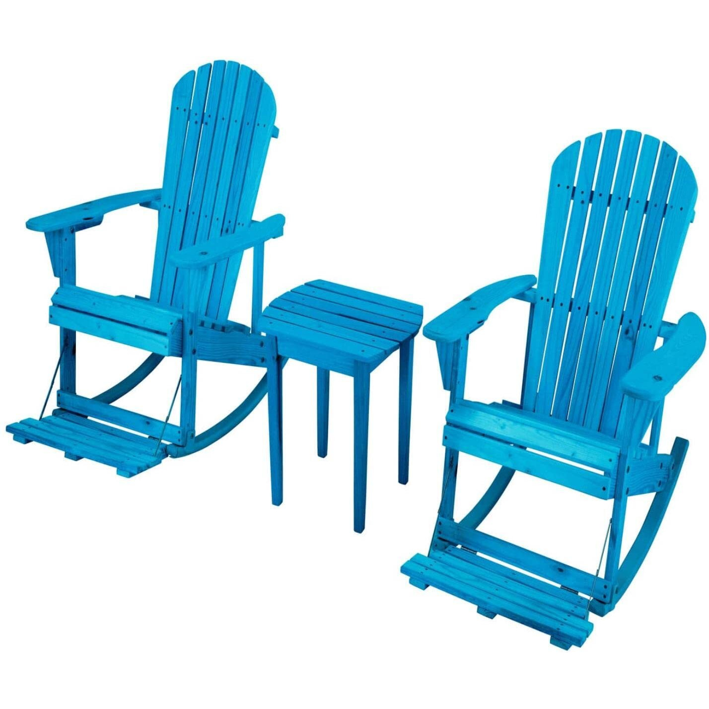 WUnlimited SW2007SB-R2ET1 Adirondack Rocking Bistro Set, Sky Blue